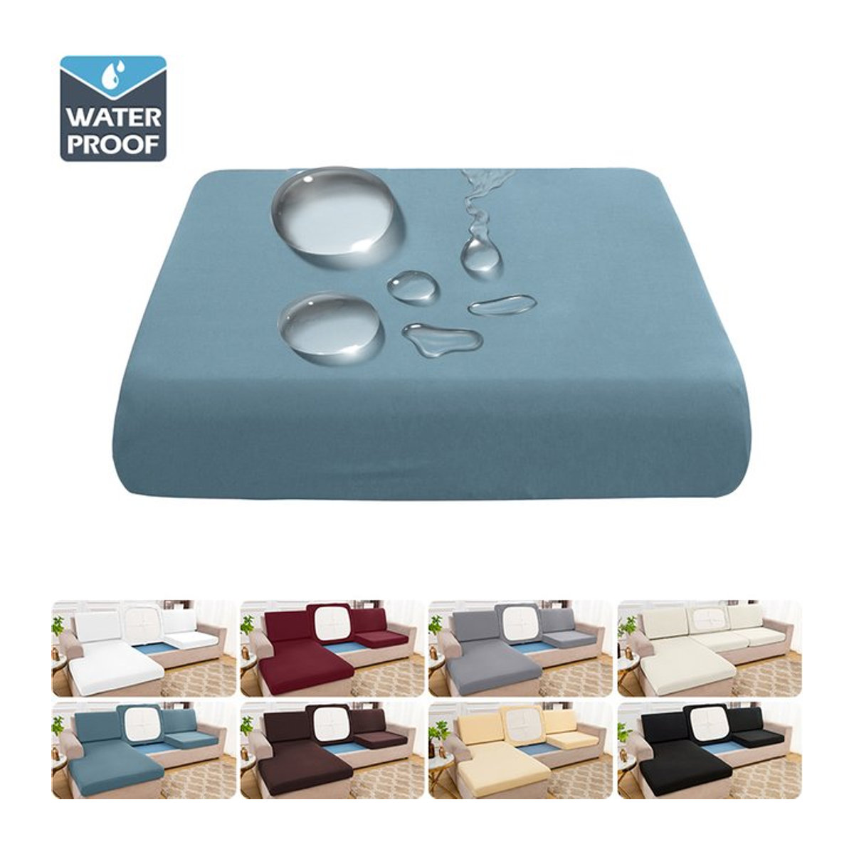 Leorate Elastischer L-förmiger Sofa-Bezug aus gerilltem Polyester für Ecksofas in Braun und Mehrfarbig - Bild 1