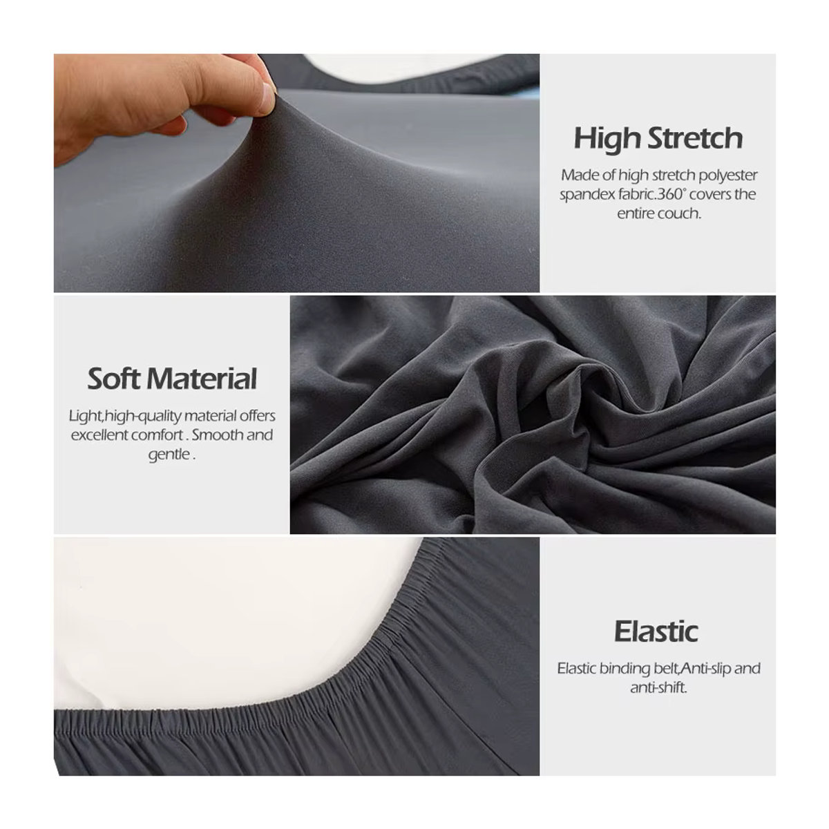 Leorate Elastischer L-förmiger Sofa-Bezug aus gerilltem Polyester für Ecksofas in Braun und Mehrfarbig - Bild 3