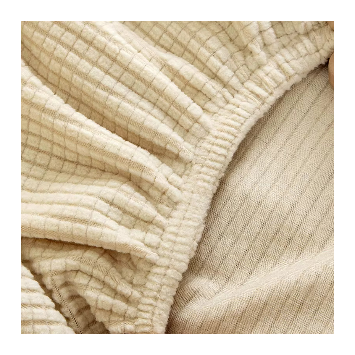 Leorate Elastischer Sofabezug aus gestricktem Gitterstoff für 1- bis 5-Sitzer in Beige und Braun - Bild 2