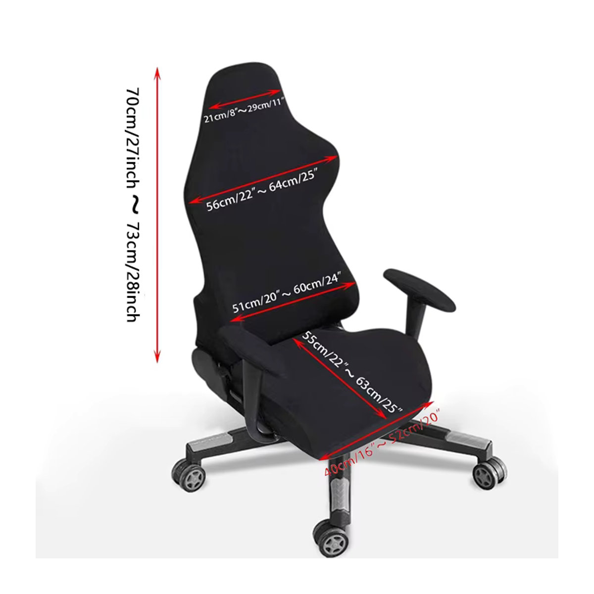 Leorate Gaming Sessel Sitzbezug in Schwarz, elastischer Stretch-Stuhlbezug für Büro- und Computerstühle zum Schutz der Oberfläche - Bild 2