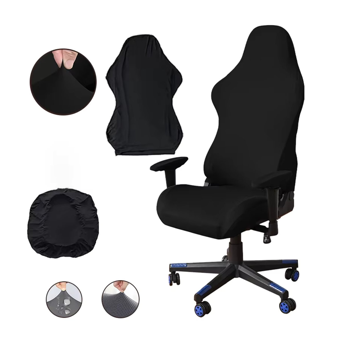 Leorate Gaming Sessel Sitzbezug in Schwarz, elastischer Stretch-Stuhlbezug für Büro- und Computerstühle zum Schutz der Oberfläche - Bild 5