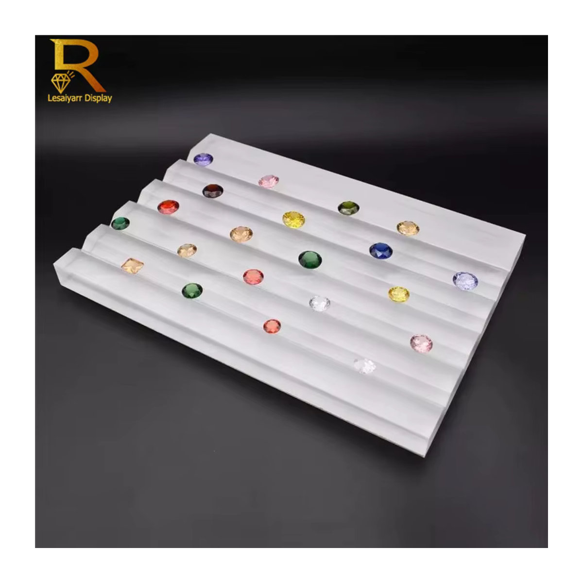 Lesaiyarr Acryl Edelstein Display Tablett in Transparent, Rechteckige Schmuckvitrine für Diamanten und Perlen - Bild 3