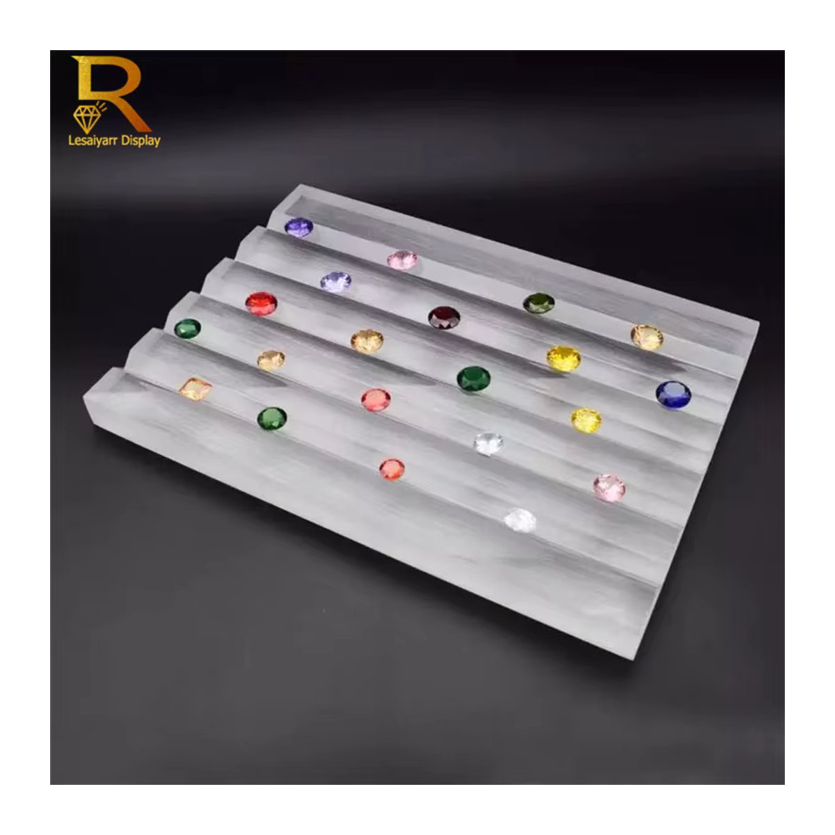 Lesaiyarr Acryl Edelstein Display Tablett in Transparent, Rechteckige Schmuckvitrine für Diamanten und Perlen - Bild 4