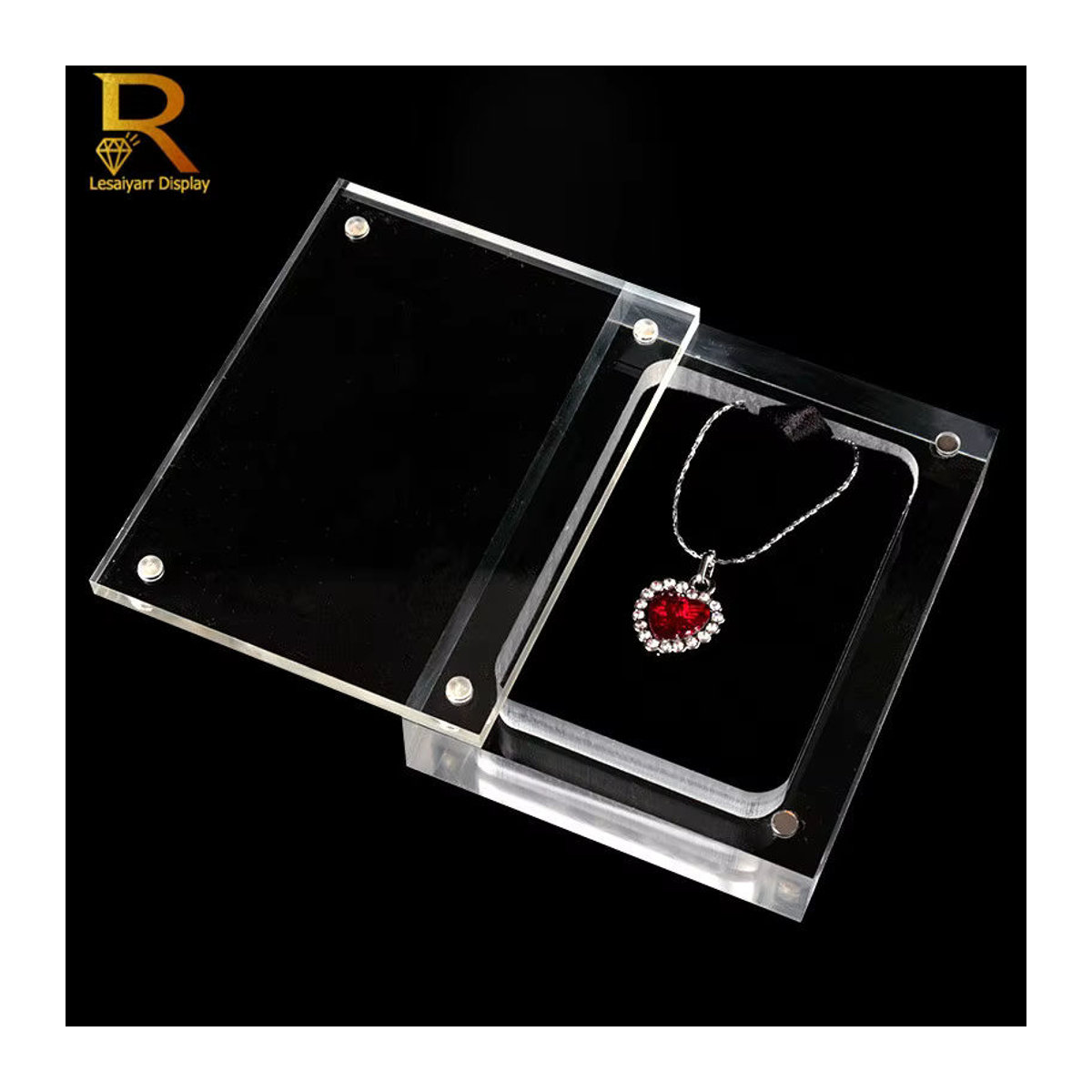 Lesaiyarr Edelstein-Box mit Acrylglasplatte als Vitrine und Organizer in Weiß, Schwarz und Transparent - Bild 1