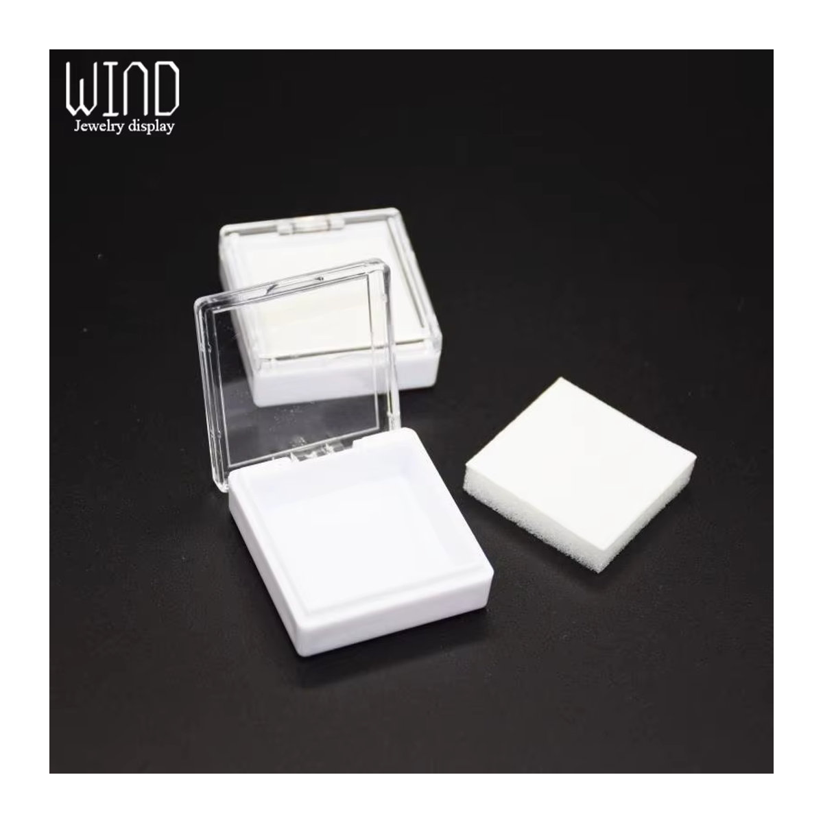Lesaiyarr Schmuck Aufbewahrungsbox aus Glas und Kunststoff, transparente Edelstein Vitrine mit Deckel und Tablett für Diamanten, weiß, rechteckig - Bild 5