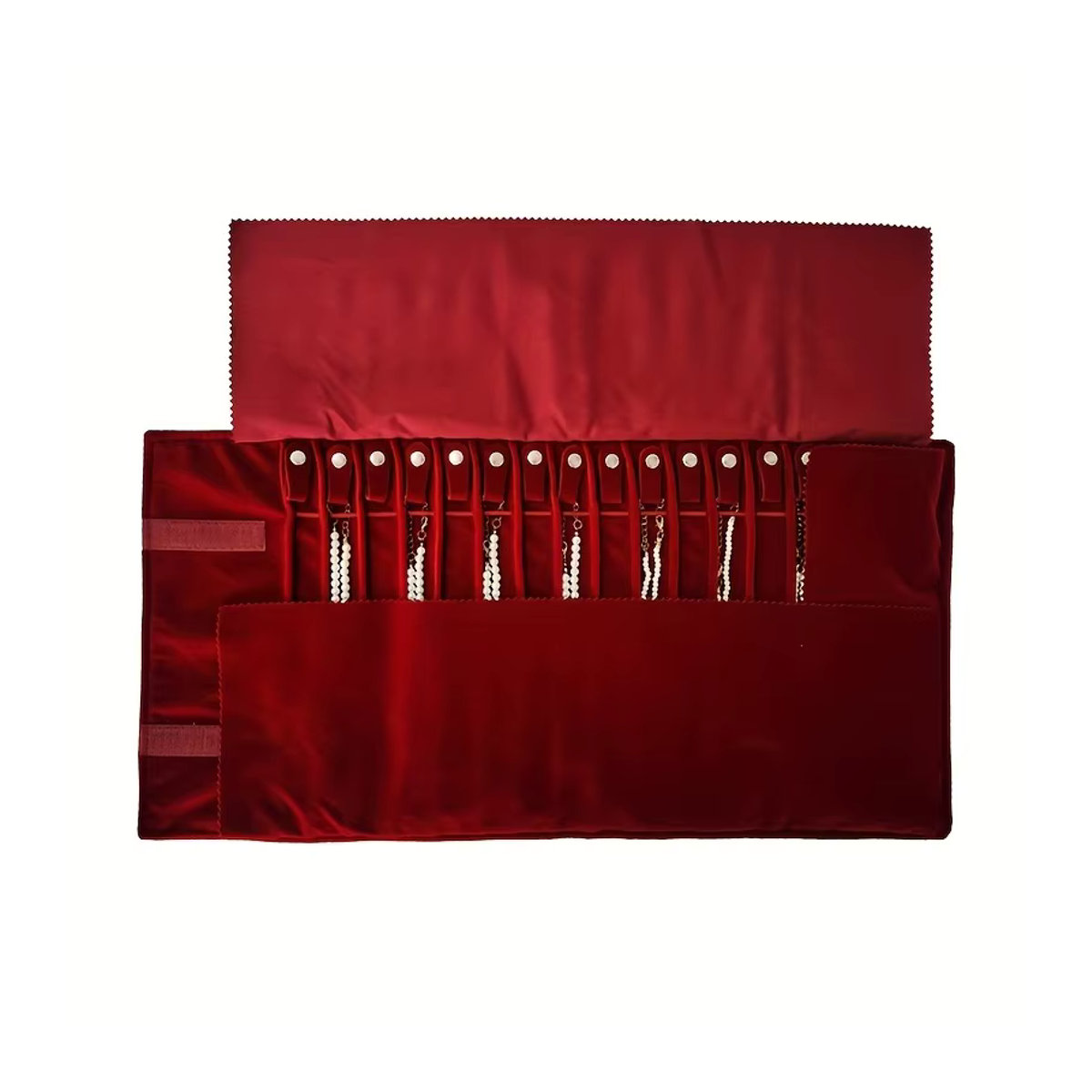 Lesaiyarr Schmuck-Display-Tasche aus Textil in Rot für Halsketten und Schmuckaufbewahrung - Bild 3