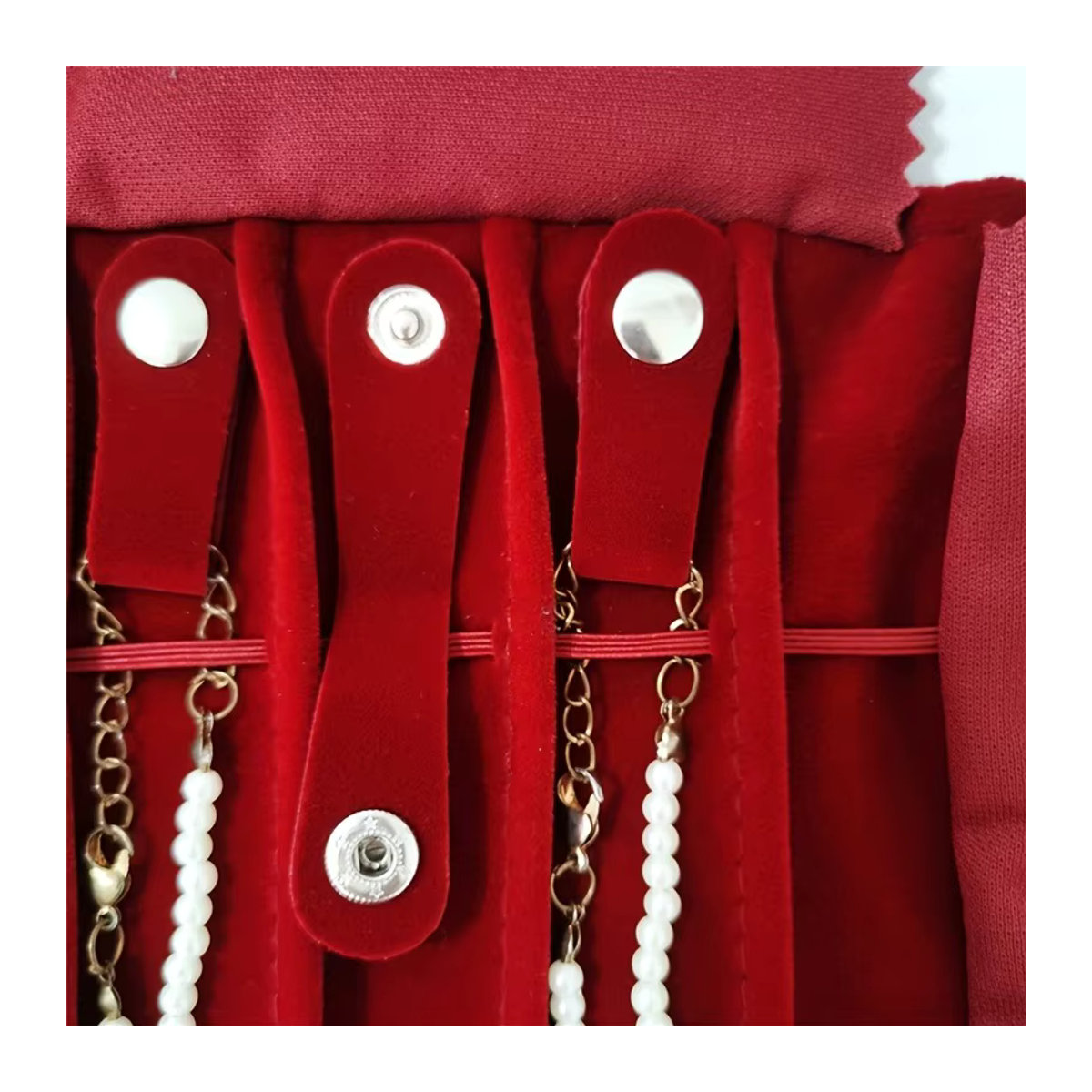 Lesaiyarr Schmuck-Display-Tasche aus Textil in Rot für Halsketten und Schmuckaufbewahrung - Bild 4