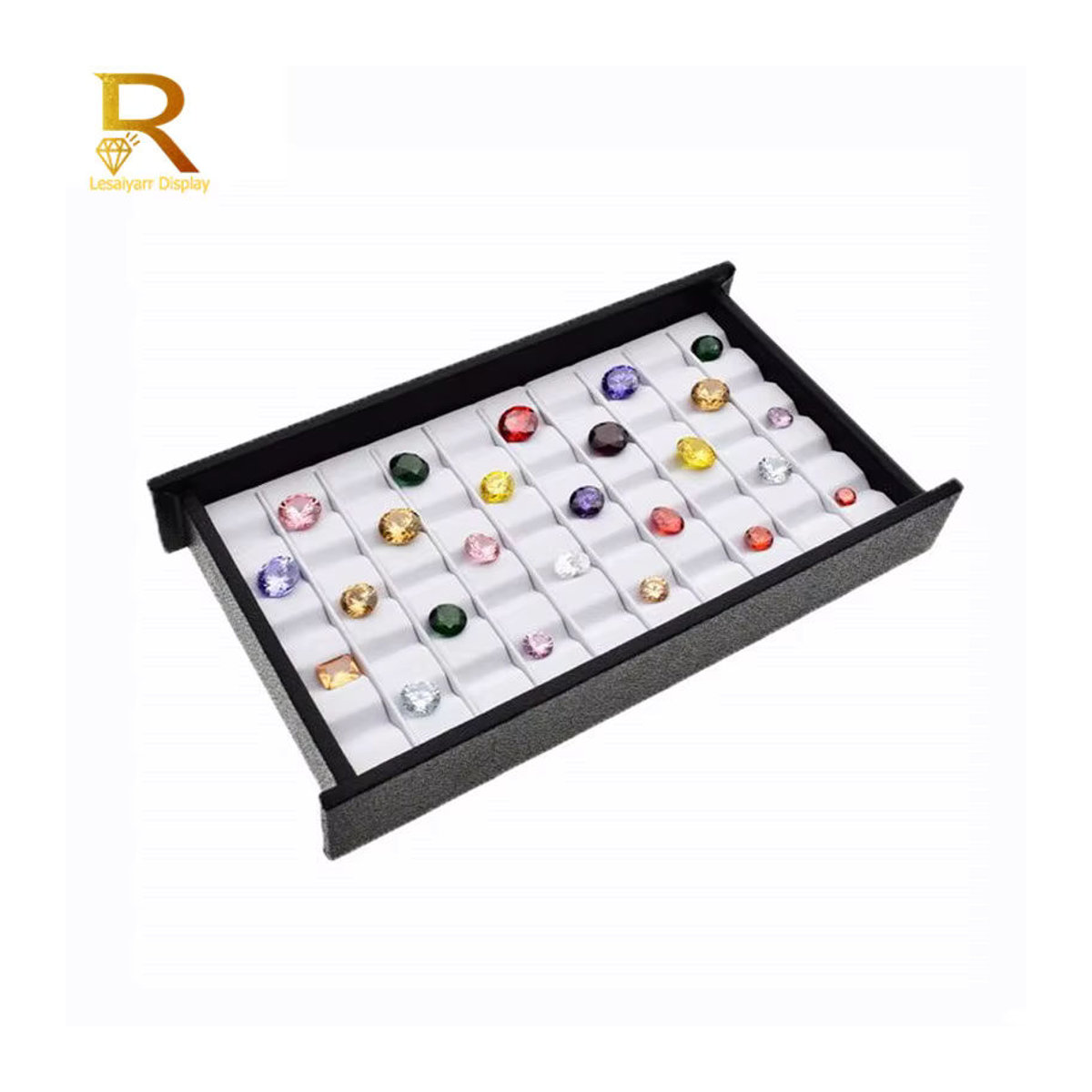 Lesaiyarr Schmuckdisplay aus Leder mit magnetischer Abdeckung und Diamant-Muster in Schwarz - Bild 4