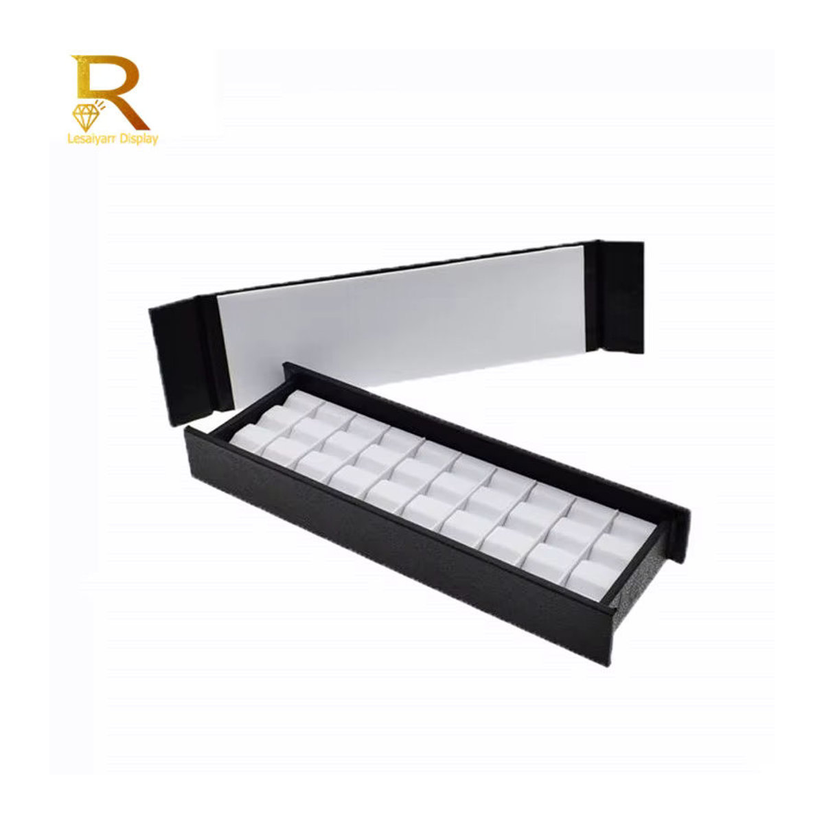 Lesaiyarr Schmuckdisplay aus Leder mit magnetischer Abdeckung und Diamant-Muster in Schwarz - Bild 5