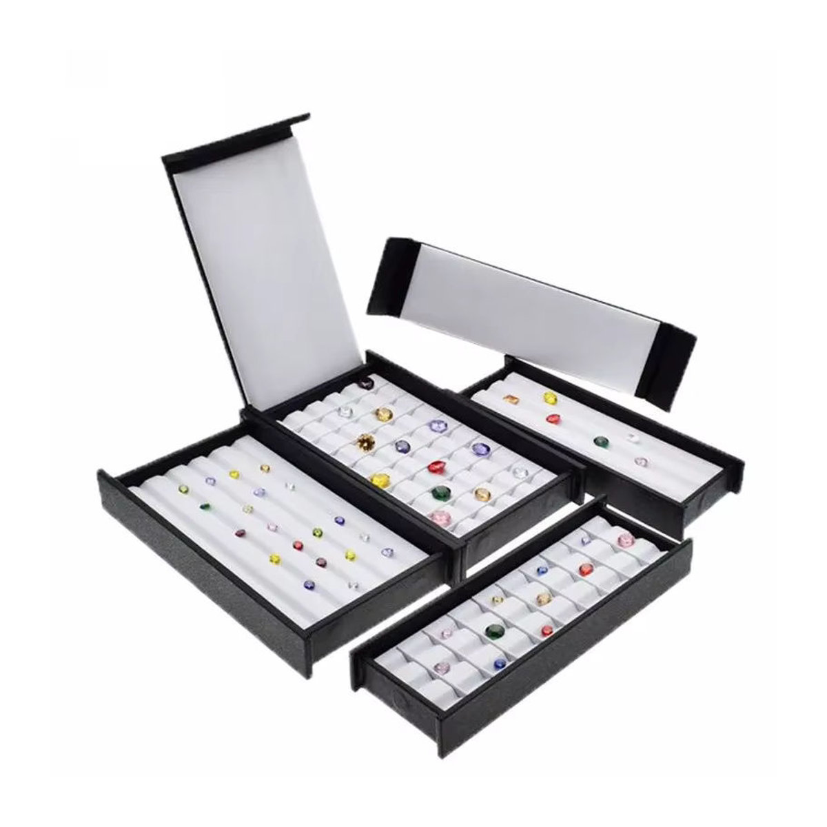 Lesaiyarr Schmuckdisplay aus Leder mit magnetischer Abdeckung und Diamant-Muster in Schwarz - Bild 7