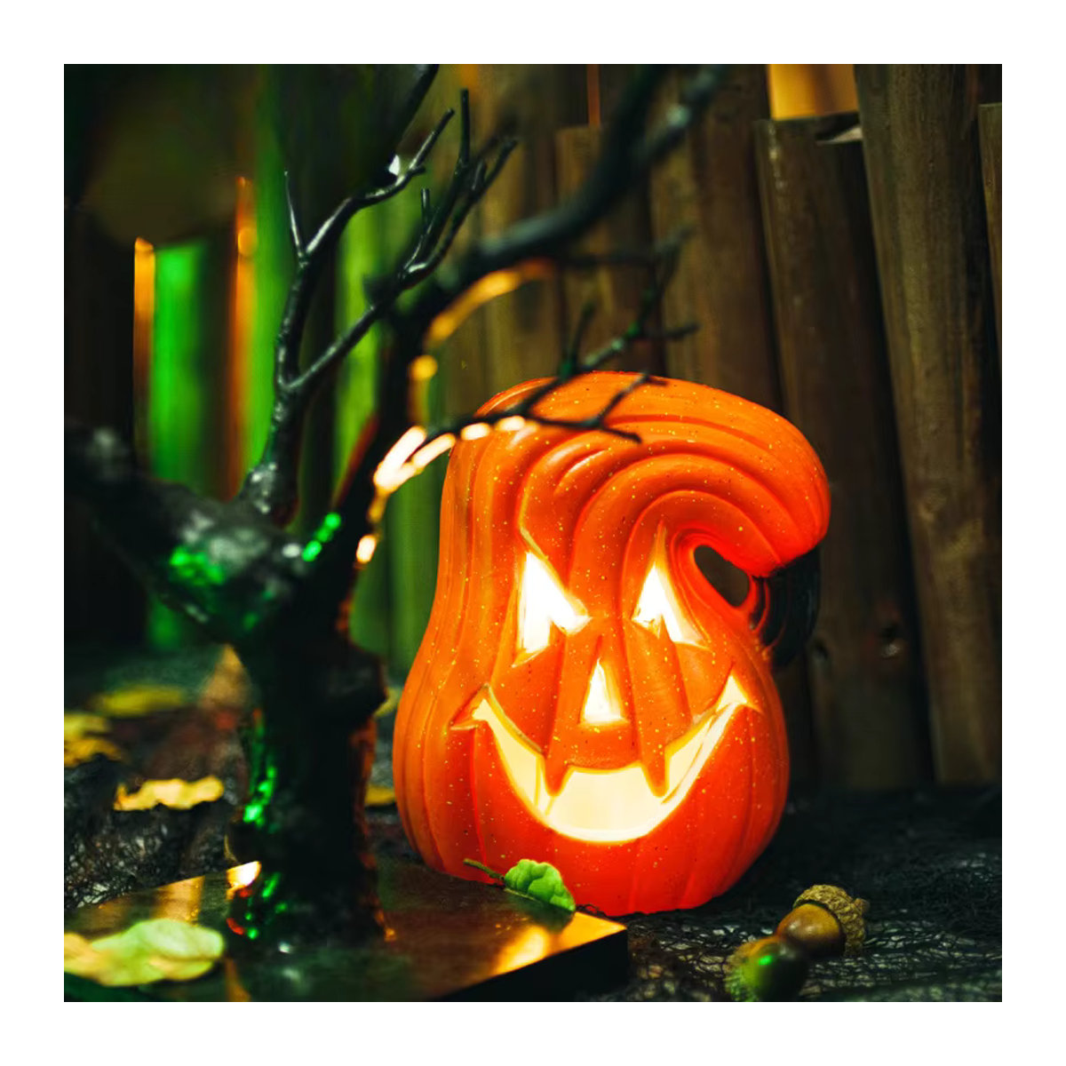 Leuchtende Halloween Kürbis Laterne in Orange als dekorative Outdoor und Indoor Festival Dekoration - Bild 2