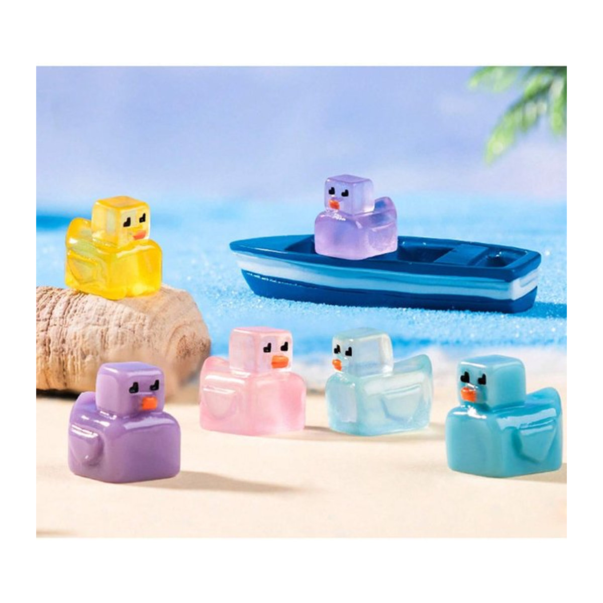 Leuchtende Mini-Enten aus Kunstharz in Mehrfarbig für Puppenhaus-Dekoration und Mikro-Garten - Bild 1
