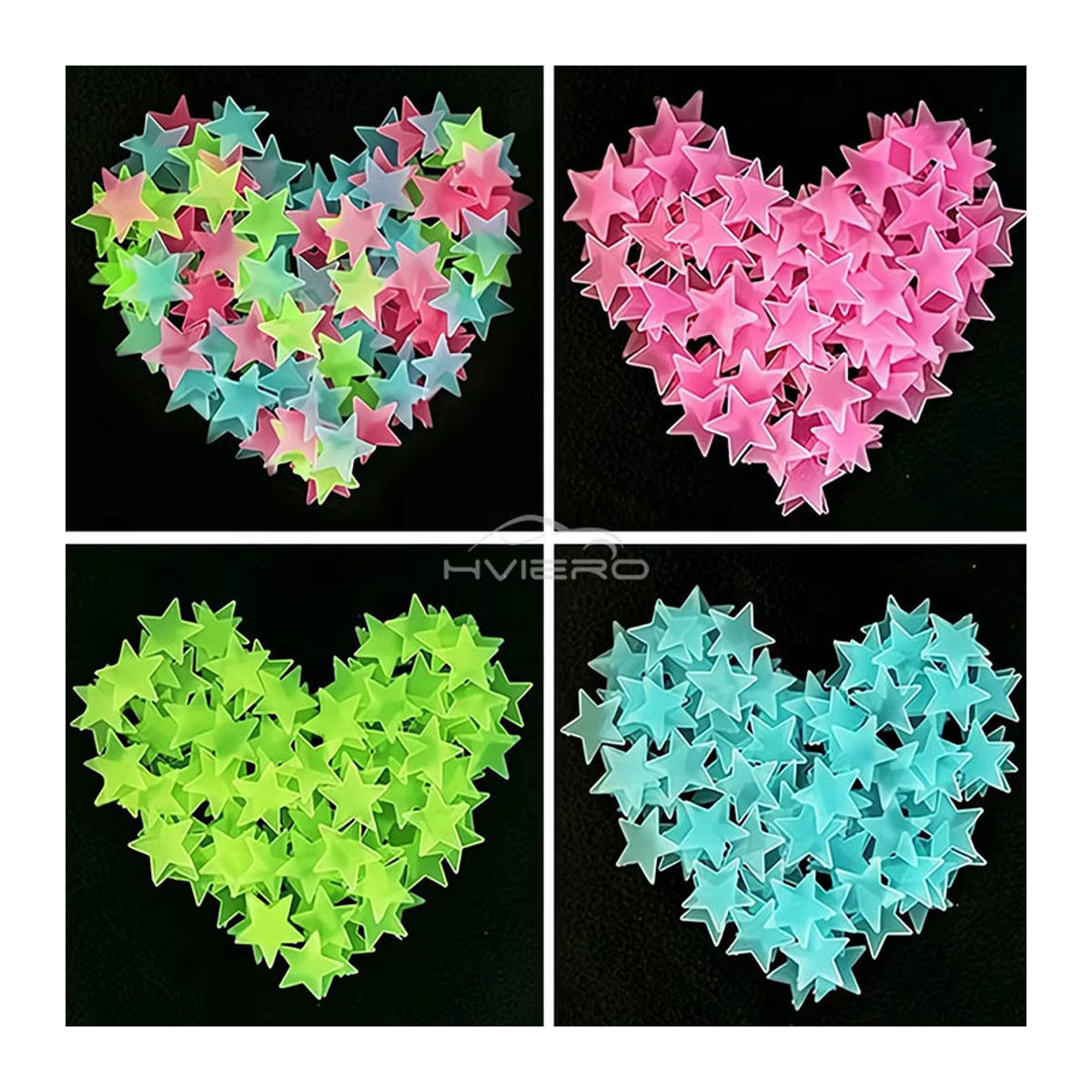 Leuchtende Stern Wandaufkleber Glow in the Dark Fluoreszierende Wanddekoration für Kinderzimmer und Schlafzimmer, Mehrfarbig, Höhe: 3 cm - Bild 4