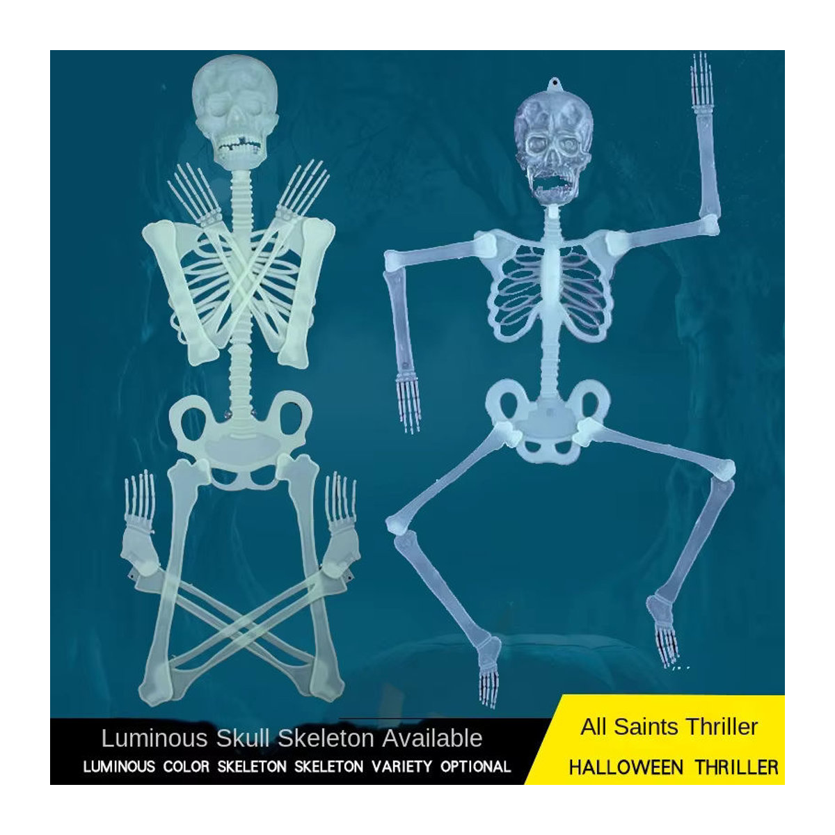 Leuchtendes Halloween Skelett Modell aus Kunststoff in Weiß zur Horror Dekoration - Bild 2