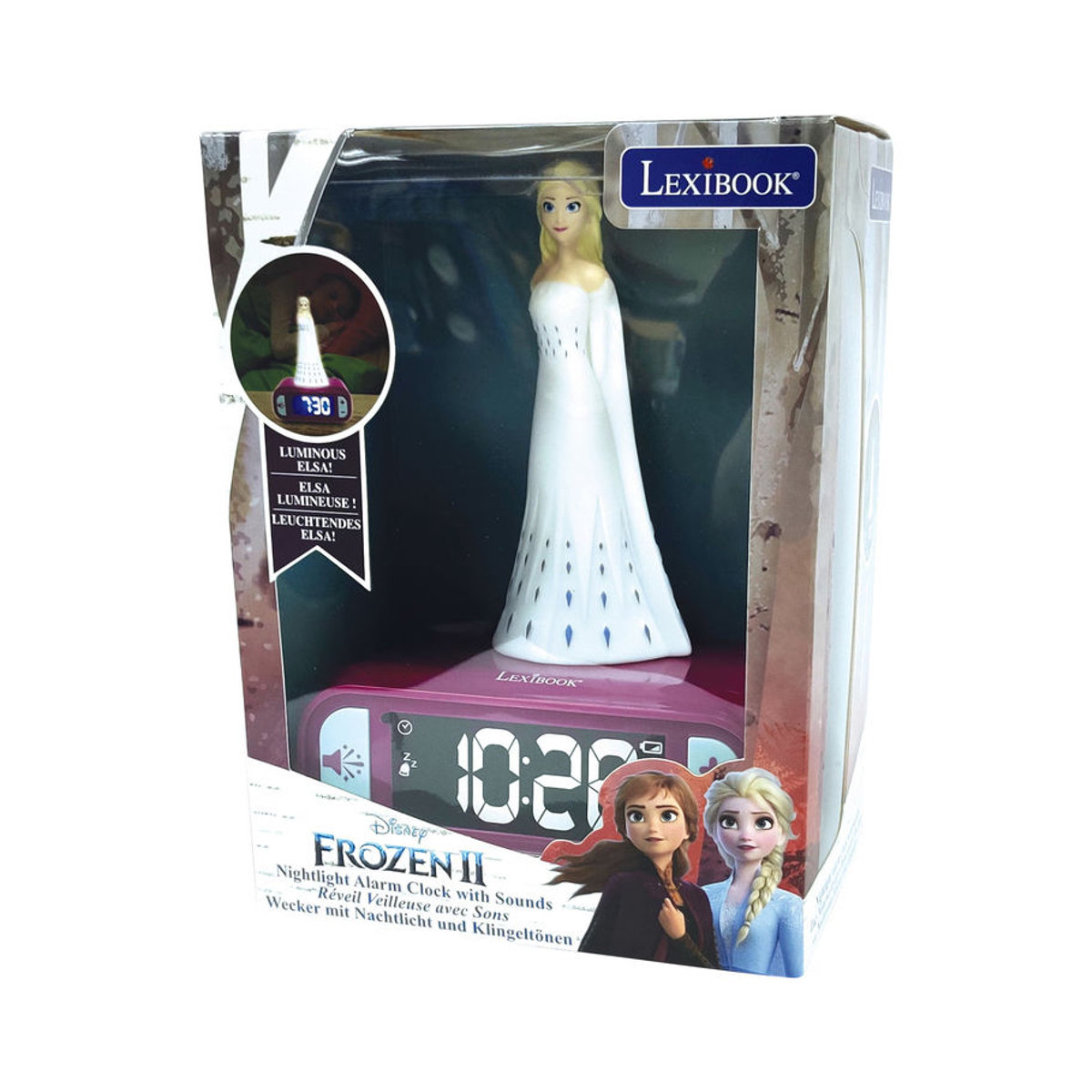 Lexibook Disney Frozen 2in1 Digitaler Wecker mit Nachtlicht und 3D-Sounds in Lila und Mehrfarbig - Bild 2