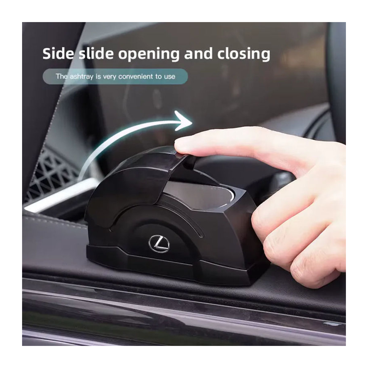 Lexus Autotür-Aschenbecher aus Metall in Schwarz für modernes Auto-Interieur-Zubehör - Bild 3