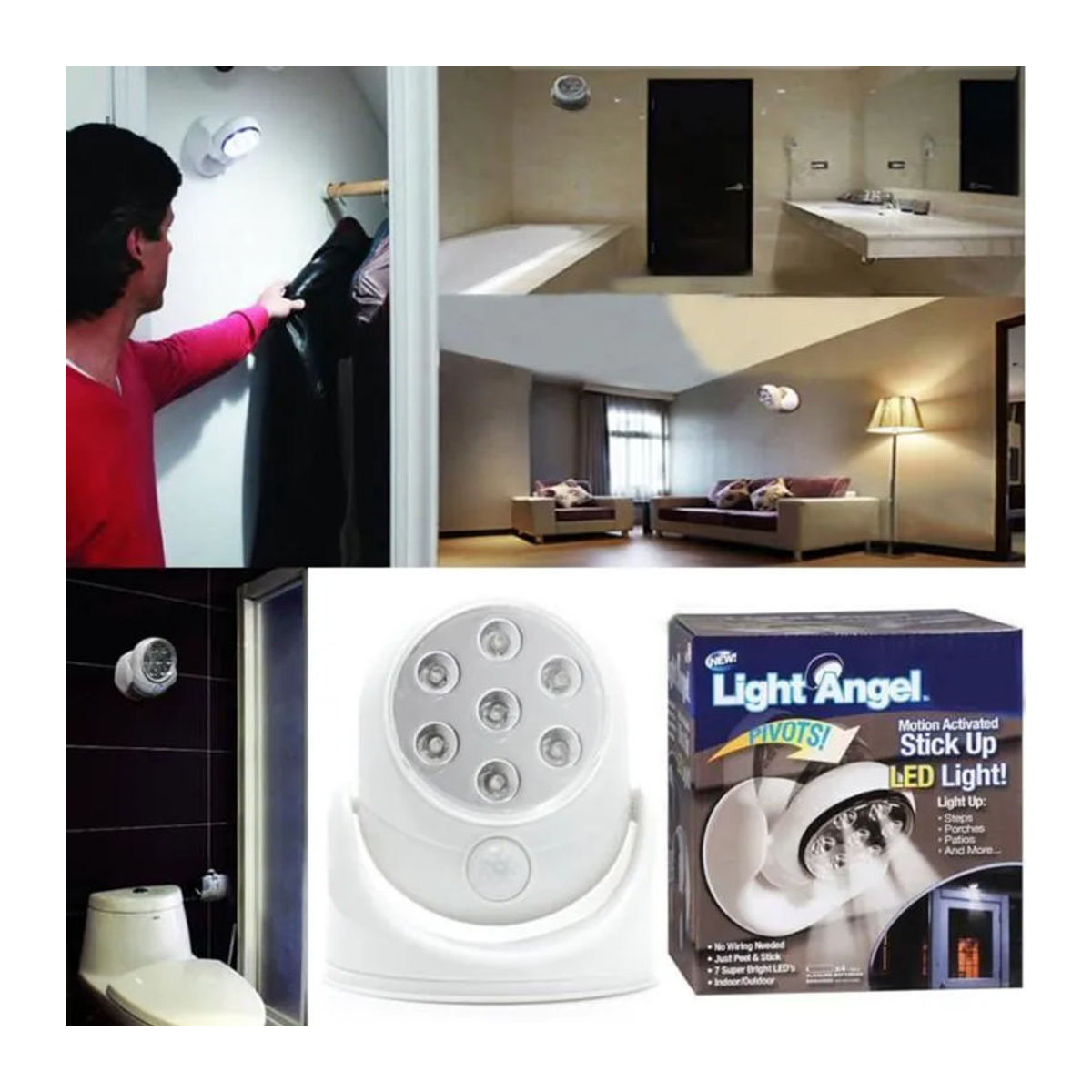 LG-EXPRO Drahtlose LED-Leuchte mit 7 LEDs, 360° Bewegungserkennung, Weiß, Neutralweiß - Bild 4