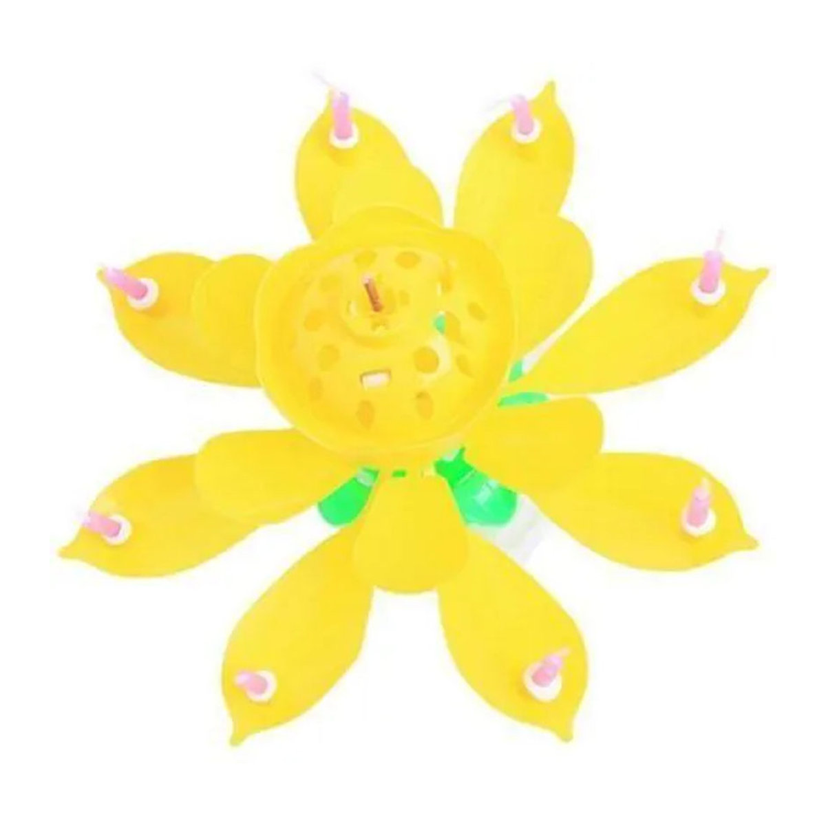 LG-EXPRO Musikalisches Lotus-Blüten-Geburtstagskerzen-Set in Gelb zur Tortendekoration - Bild 1