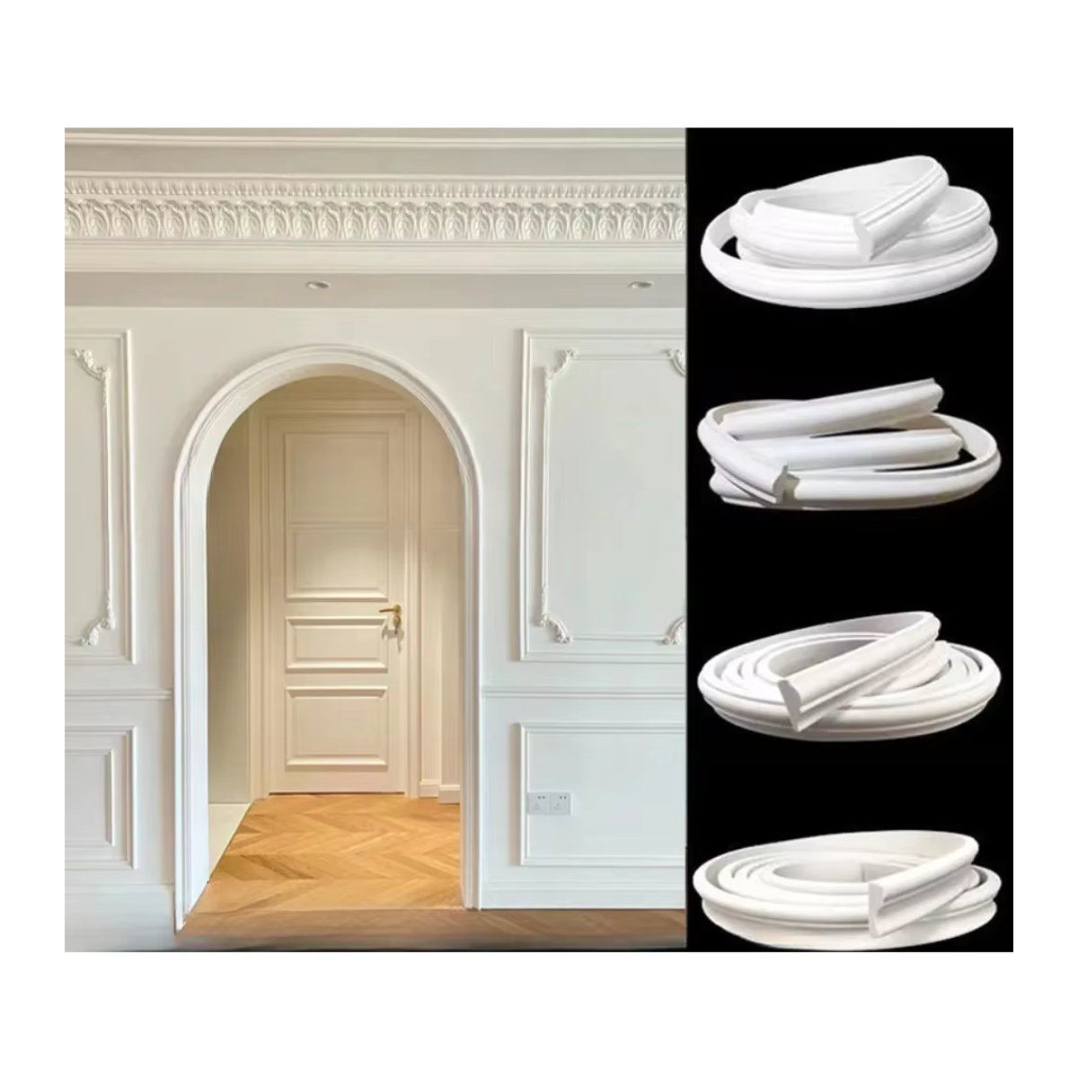 Libertas Dekorative Deckenleiste aus PVC in Weiß, Biegbare PU Gips-Linie für Wand und Decke im europäischen Stil - Bild 5