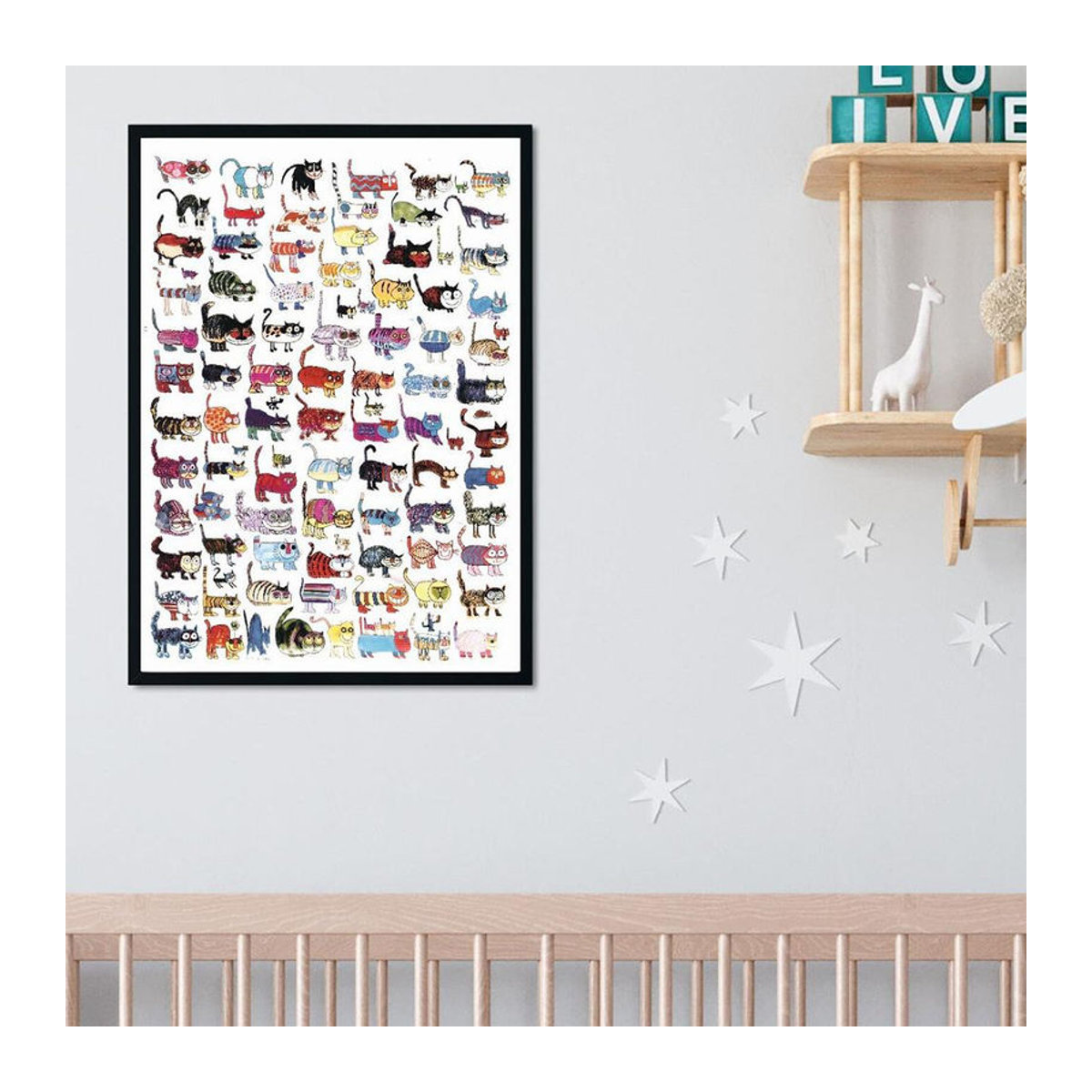 Libra Art Museum Leinwandposter 100 Katzen und eine Maus, Wandkunst Tierprint, mehrfarbig, B: 30 cm, H: 40 cm, rahmenlos - Bild 2
