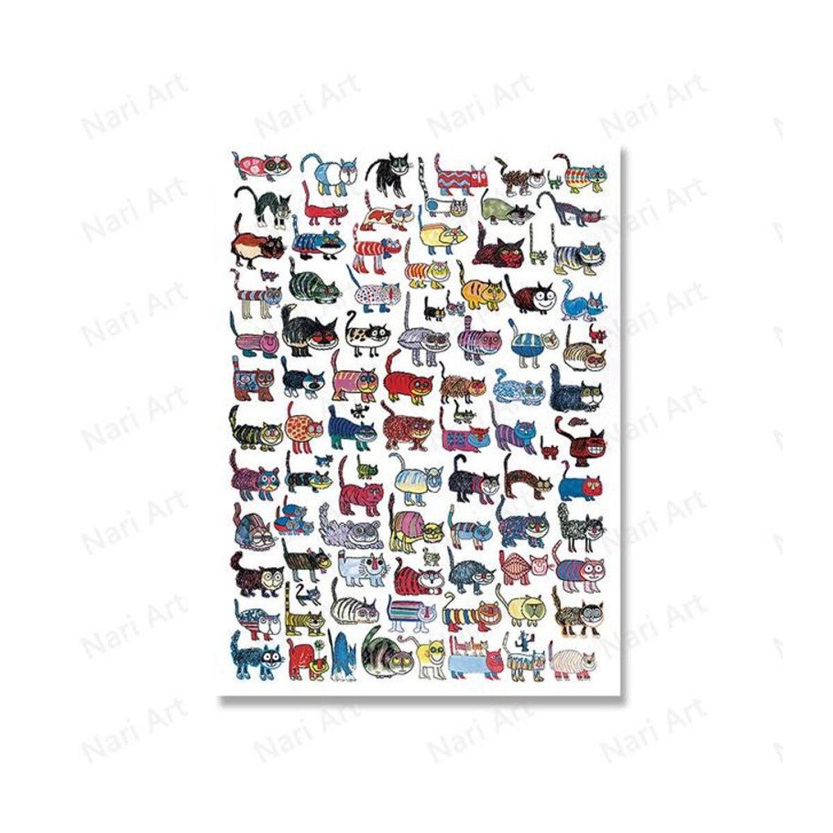 Libra Art Museum Leinwandposter 100 Katzen und eine Maus, Wandkunst Tierprint, mehrfarbig, B: 30 cm, H: 40 cm, rahmenlos - Bild 4