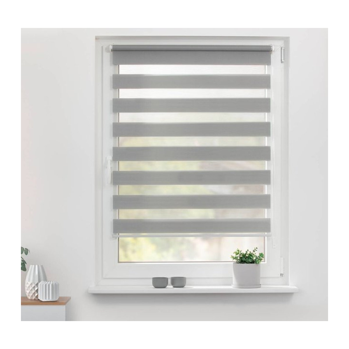 LICHTBLICK Doppelrollo Duo Klemmfix ohne Bohren Grau B/H: 120 x 150 cm - Bild 1