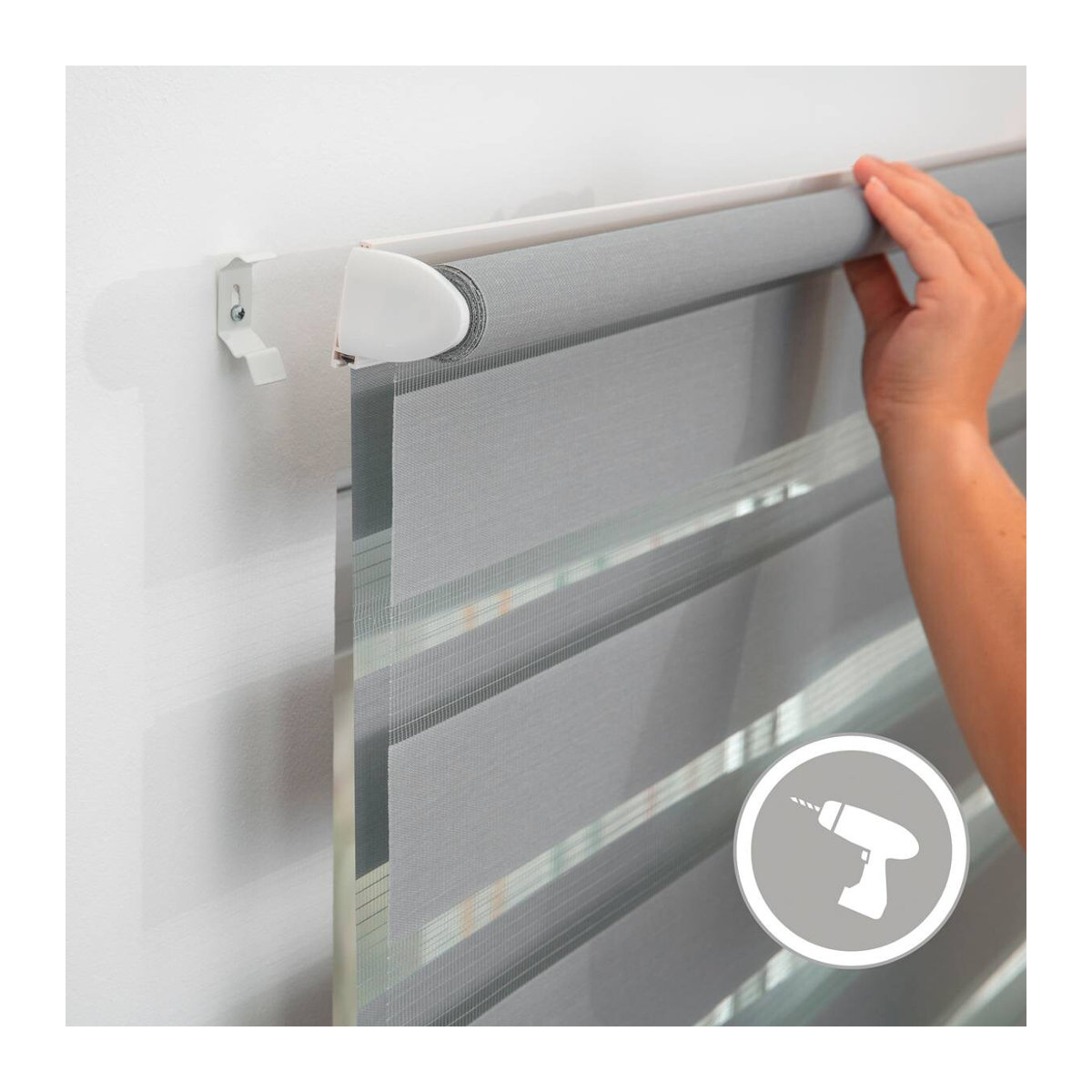LICHTBLICK Doppelrollo Duo Klemmfix ohne Bohren Grau B/H: 120 x 150 cm - Bild 2