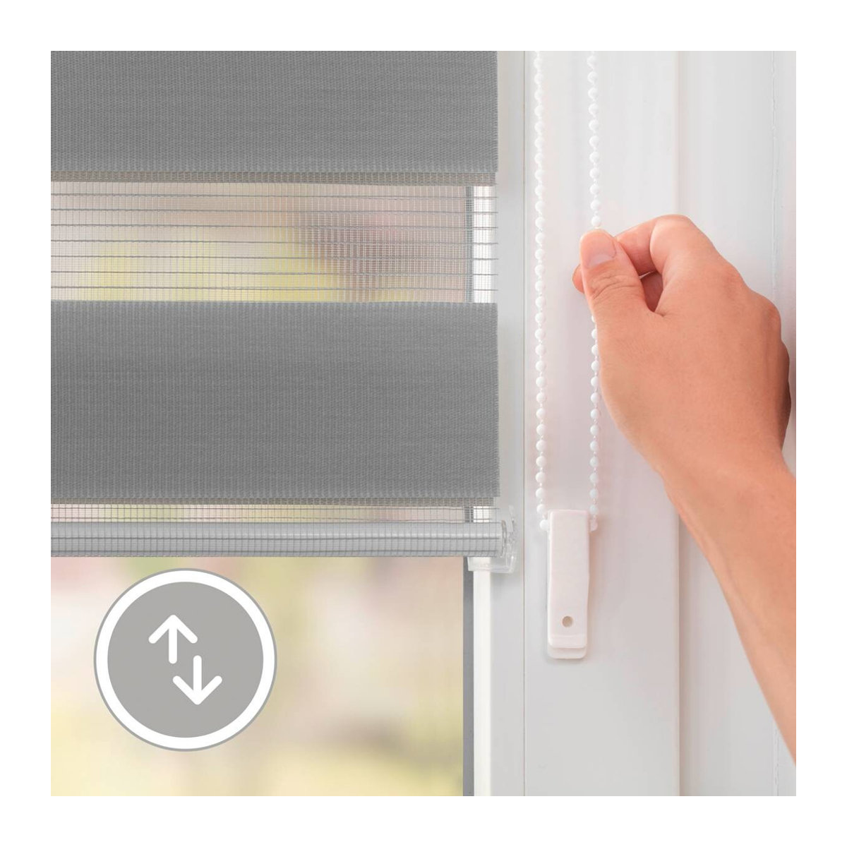 LICHTBLICK Doppelrollo Duo Klemmfix ohne Bohren Grau B/H: 120 x 150 cm - Bild 3