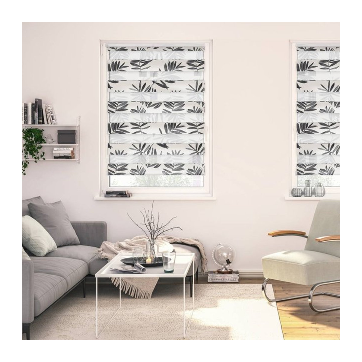 Lichtblick Doppelrollo Watercolor Black Branches Schwarz B/H: 100 x 150 cm mit Klemmfix ohne Bohren - Bild 1
