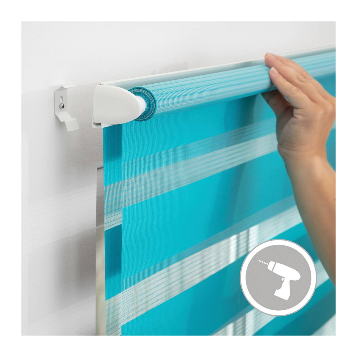 LICHTBLICK Duo Doppelrollo Klemmfix Blau B: 60 cm, H: 220 cm - Bild 4