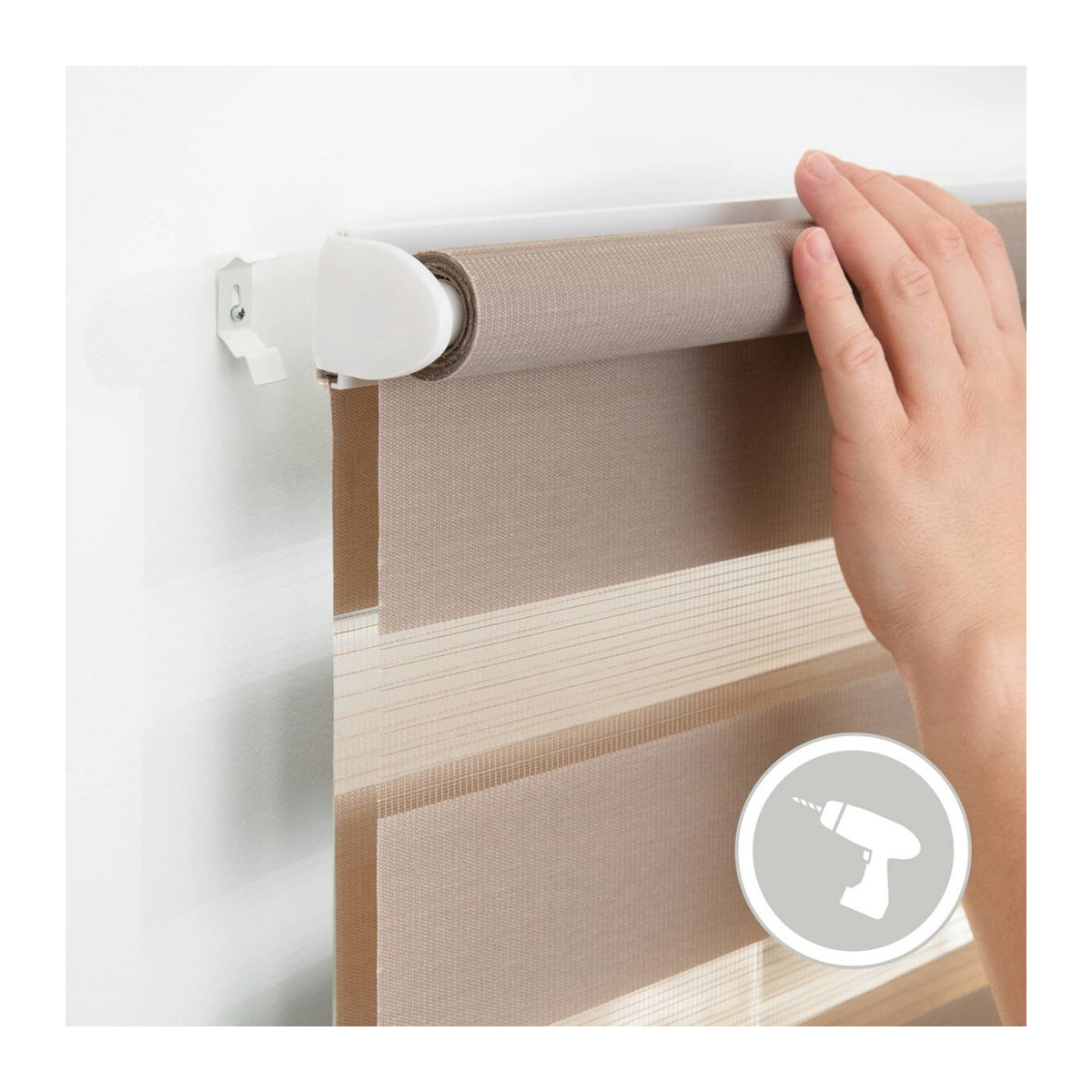 LICHTBLICK Duo Doppelrollo Klemmfix in Taupe, B: 100 cm, H: 150 cm - Bild 3