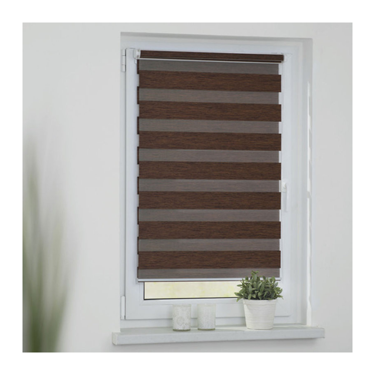 Lichtblick Duo-Rollo Klemmfix aus Polyester in Dunkelbraun, B: 100 cm, H: 150 cm - Bild 4