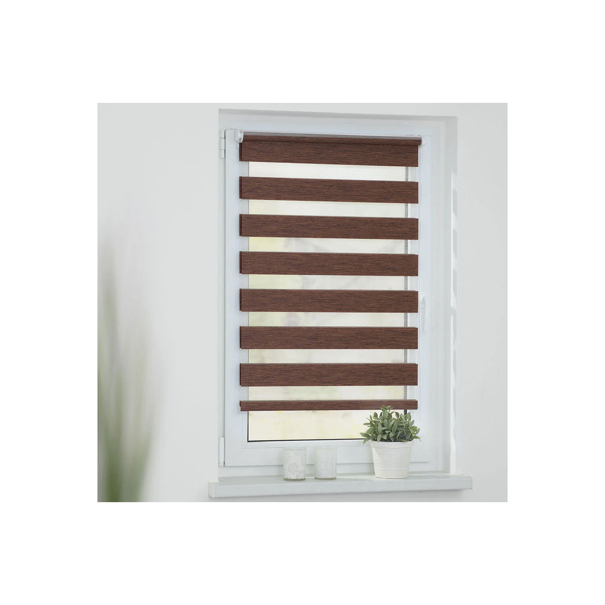 Lichtblick Duo-Rollo Klemmfix aus Polyester in Dunkelbraun, B: 100 cm, H: 150 cm - Bild 7
