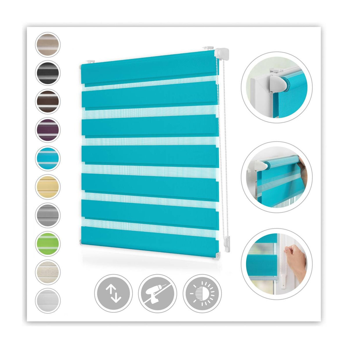 LICHTBLICK Duo Rollo Klemmfix Blau B/H: 70 x 220 cm - Bild 5