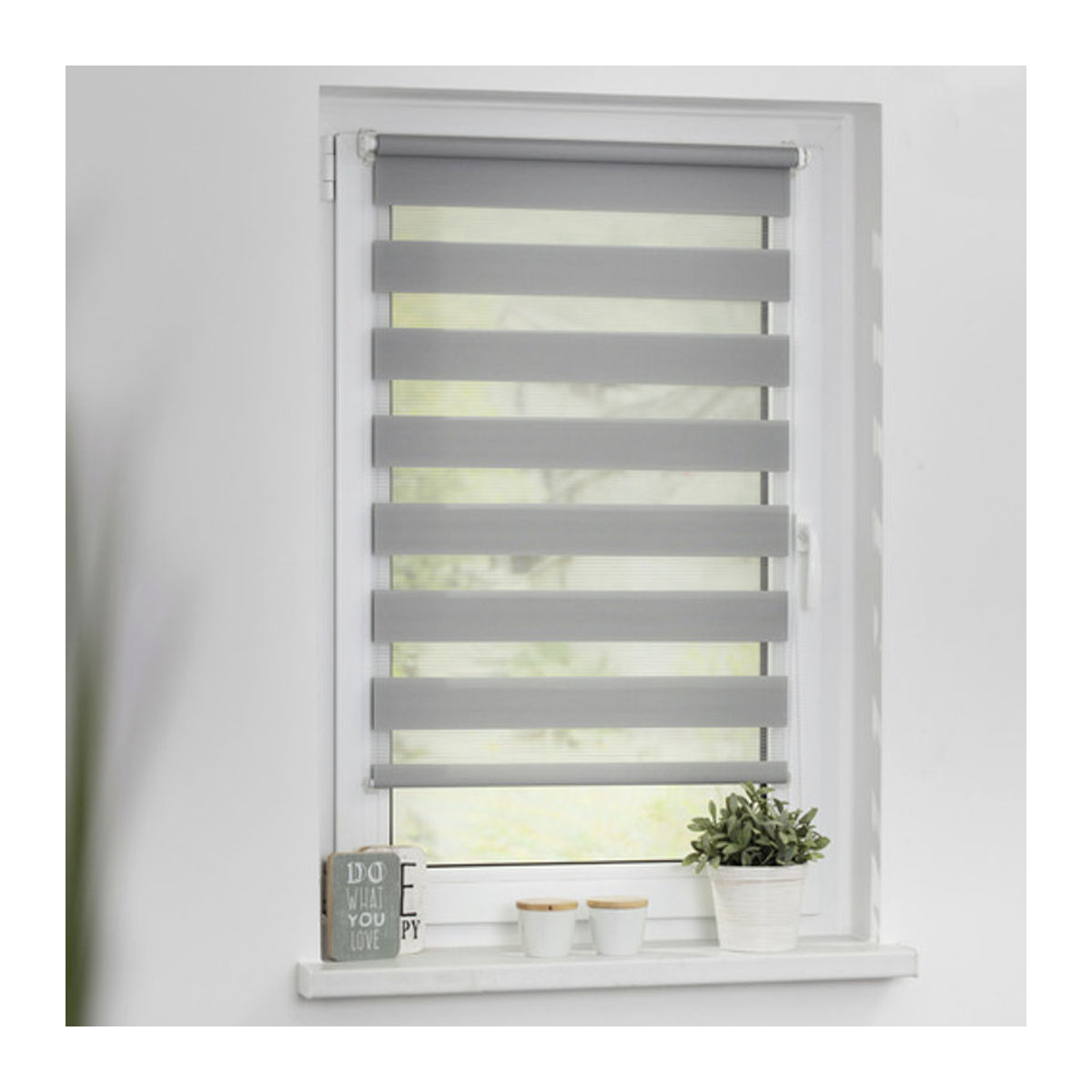 Lichtblick Duo-Rollo Klemmfix blickdicht Grau B/H: 90 x 150 cm - Bild 2