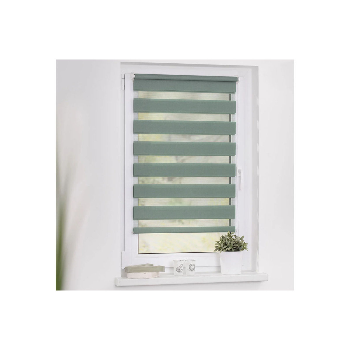 Lichtblick Duo-Rollo Klemmfix blickdicht ohne Bohren Salbei B: 80 cm, H: 200 cm - Bild 2
