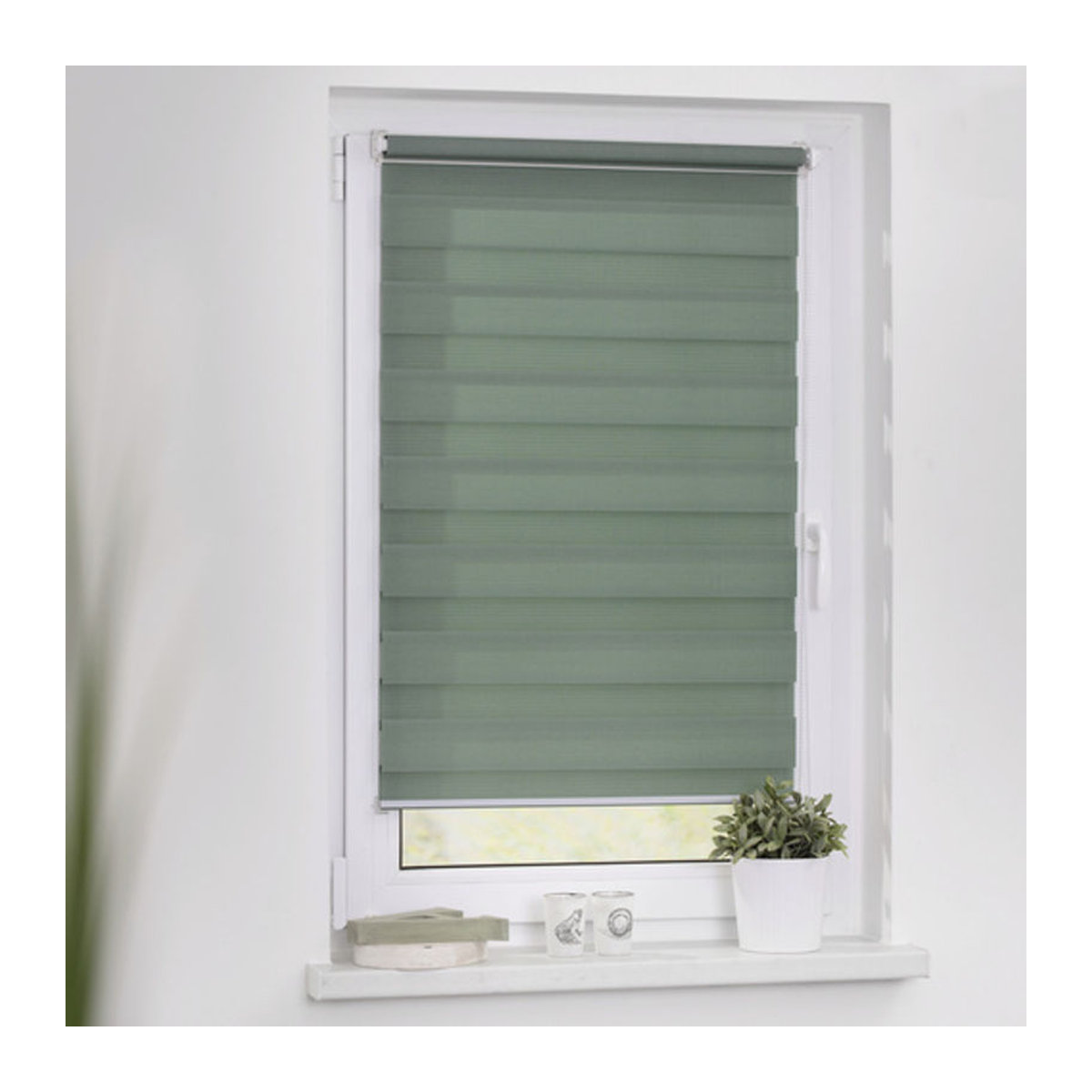 Lichtblick Duo-Rollo Klemmfix blickdicht ohne Bohren Salbei B: 90 cm, H: 150 cm - Bild 5