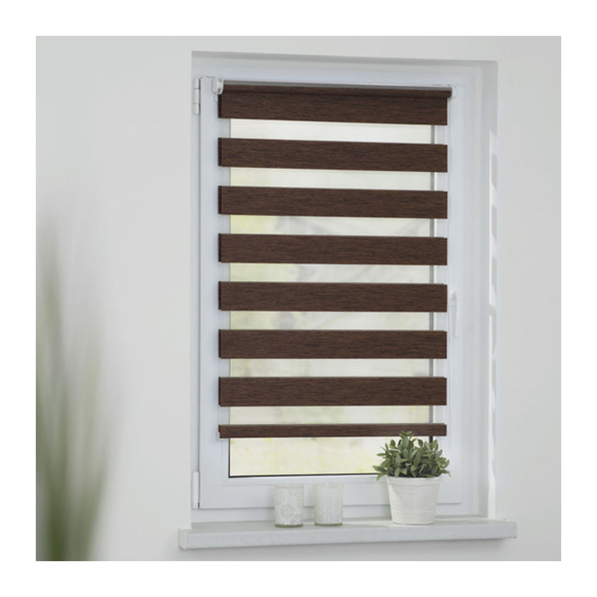 Lichtblick Duo-Rollo Klemmfix Dunkelbraun Polyester B x L: 70 x 150 cm - Bild 2