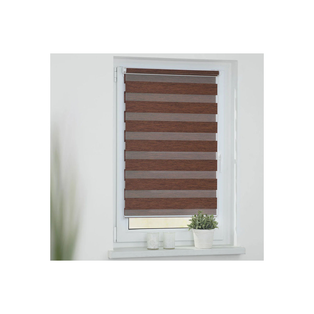 Lichtblick Duo-Rollo Klemmfix Dunkelbraun Polyester B x L: 70 x 150 cm - Bild 6