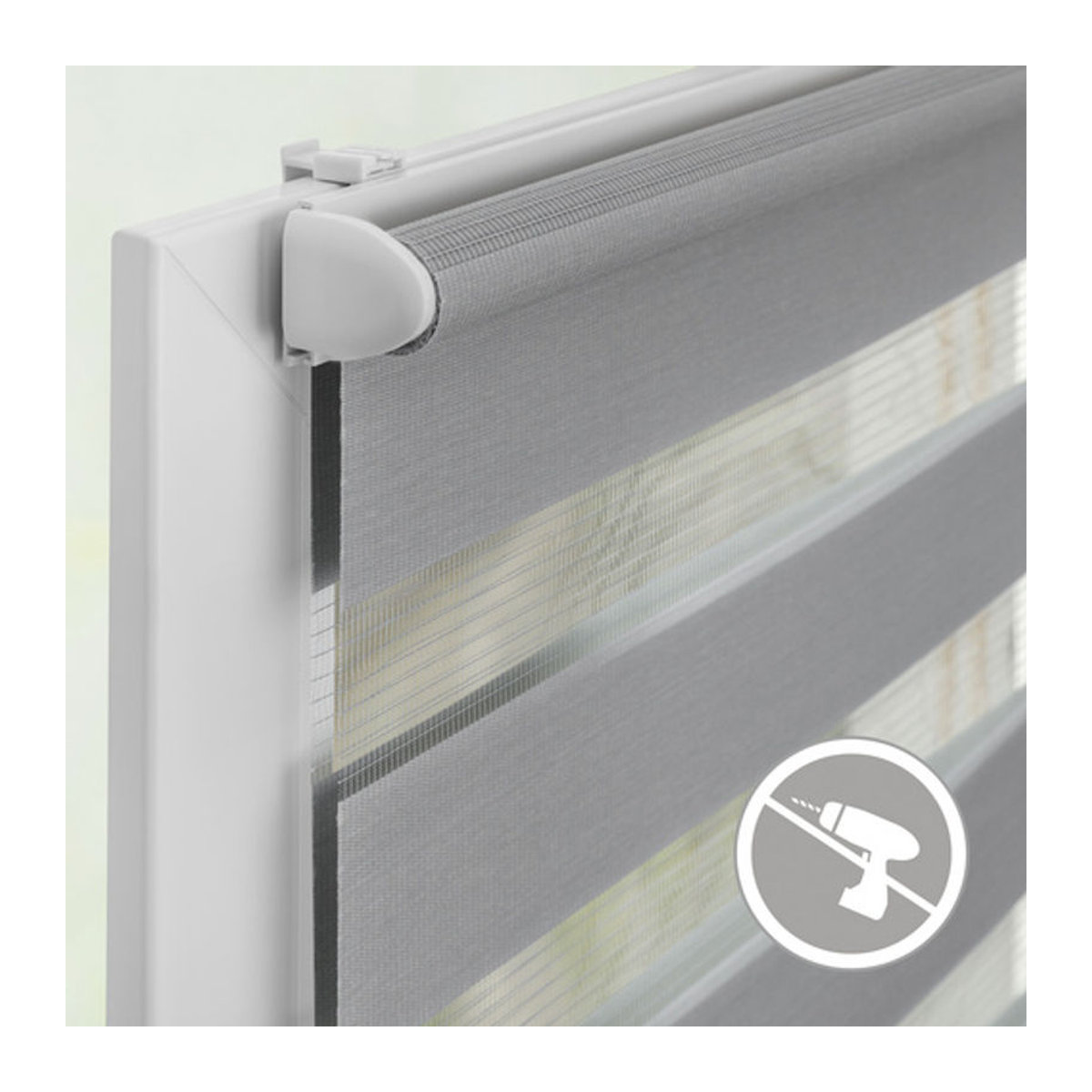Lichtblick Duo-Rollo Klemmfix grau B/H: 95 x 150 cm - Bild 3