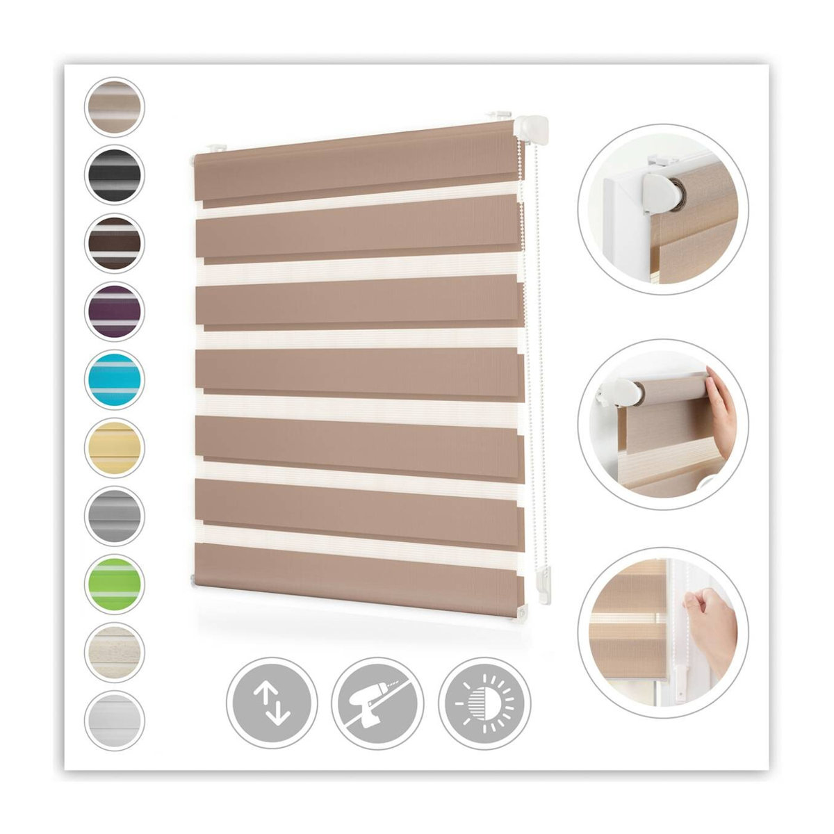 LICHTBLICK Duo Rollo Klemmfix in Taupe, B: 45 cm, H: 150 cm - Bild 7