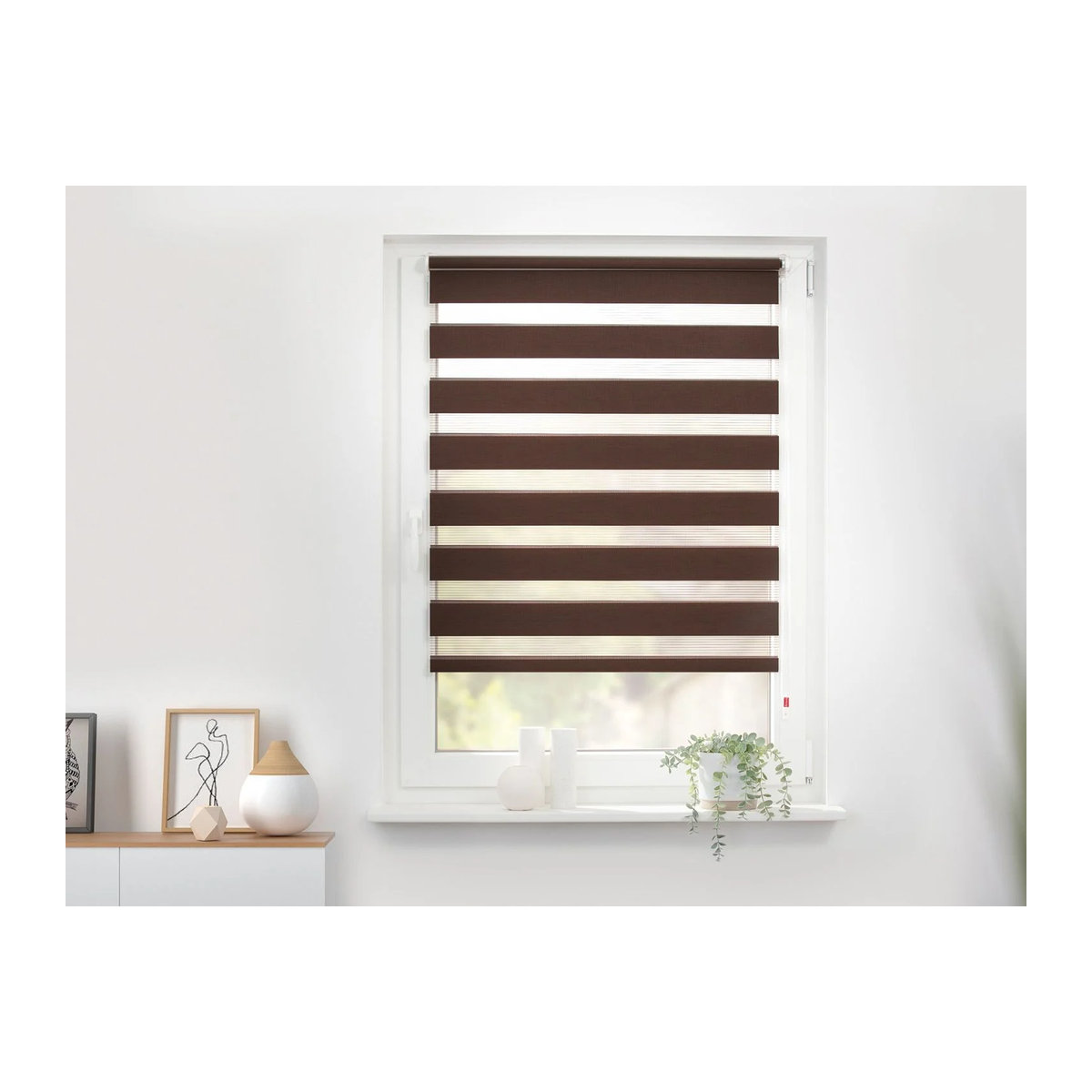 Lichtblick Duo Rollo Klemmfix ohne Bohren aus Polyester, Dunkelbraun, B: 80 cm, H: 150 cm - Bild 3