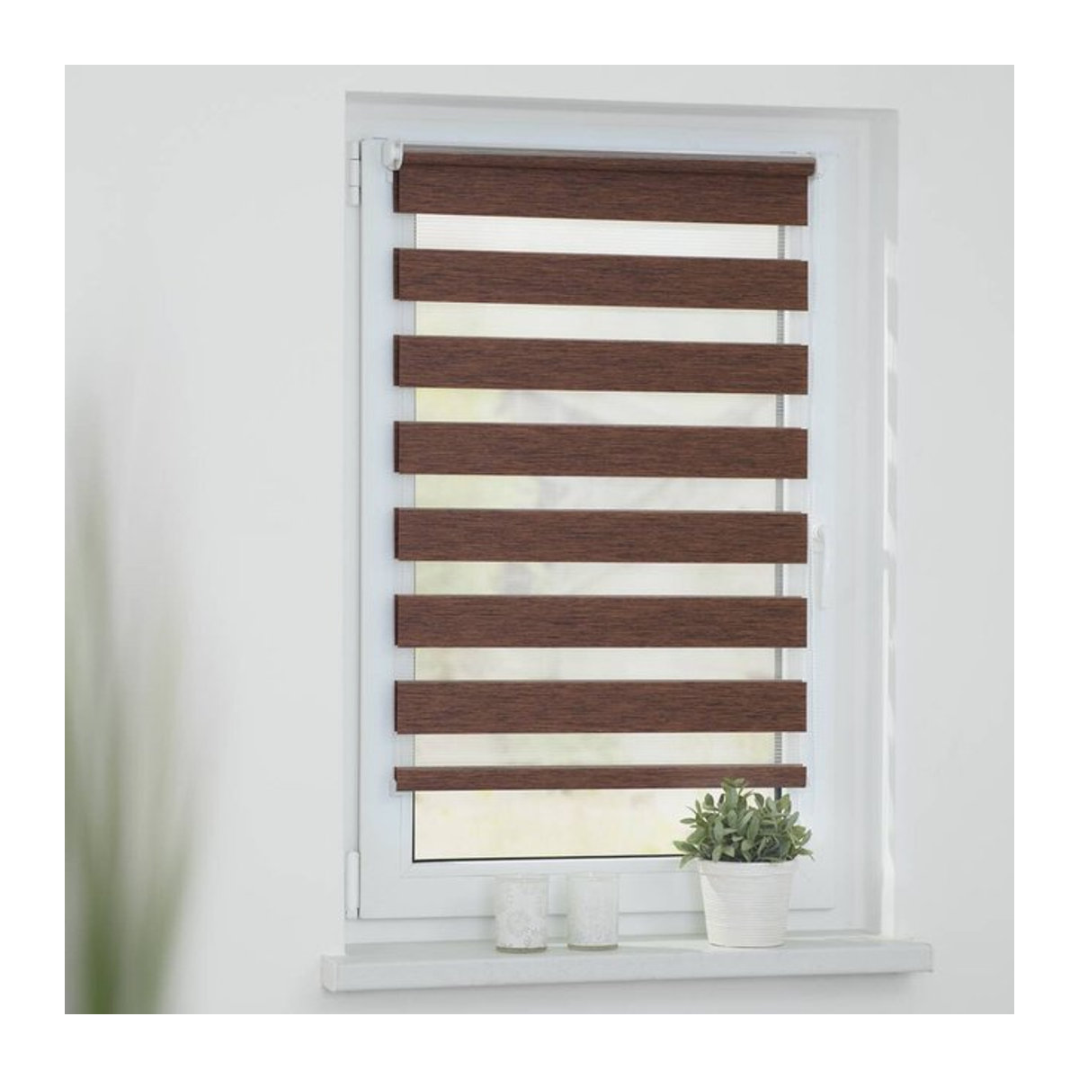 Lichtblick Duo Rollo Klemmfix ohne Bohren meliert Dunkelbraun B/H: 120 x 150 cm - Bild 5