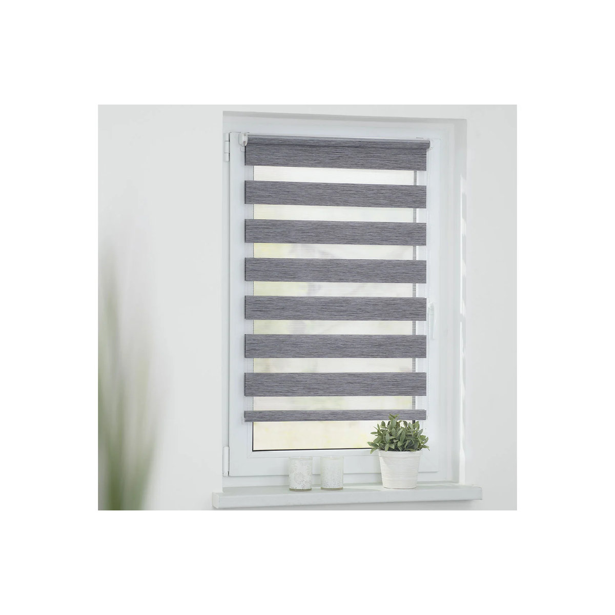 Lichtblick Duo Rollo Klemmfix ohne Bohren meliert Dunkelgrau B: 70 cm, H: 150 cm - Bild 2