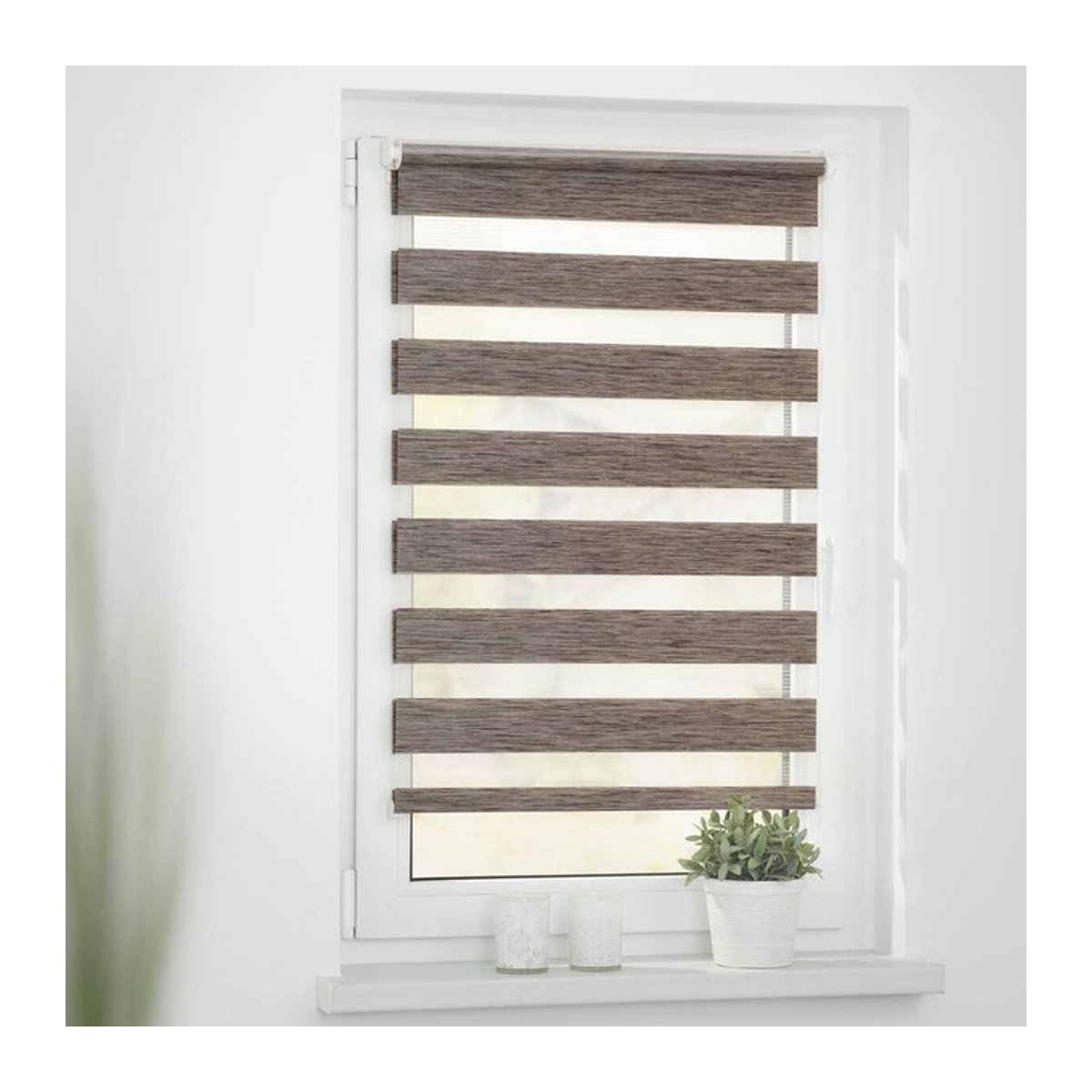 Lichtblick Duo Rollo Klemmfix ohne Bohren meliert Hellbraun B: 70 cm, H: 150 cm - Bild 5