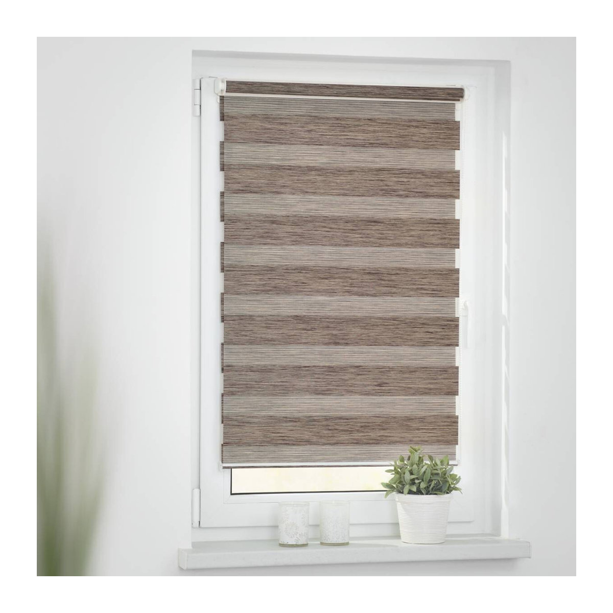 Lichtblick Duo Rollo Klemmfix ohne Bohren meliert Hellbraun B/H: 90 x 150 cm - Bild 8