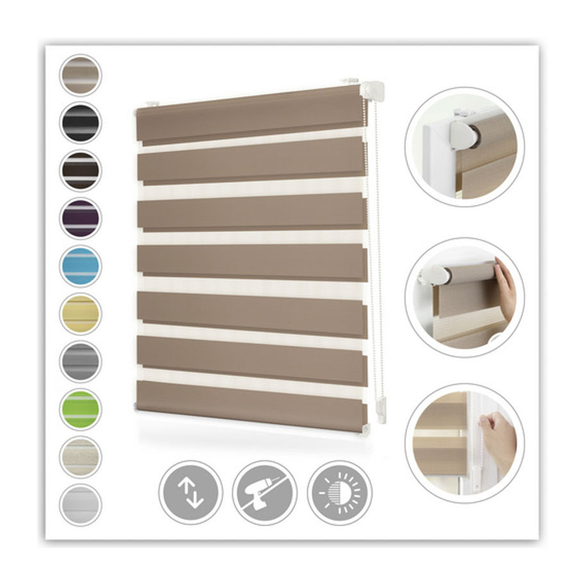 Lichtblick Duo Rollo Klemmfix Taupe B: 70 cm, H: 220 cm - Bild 5
