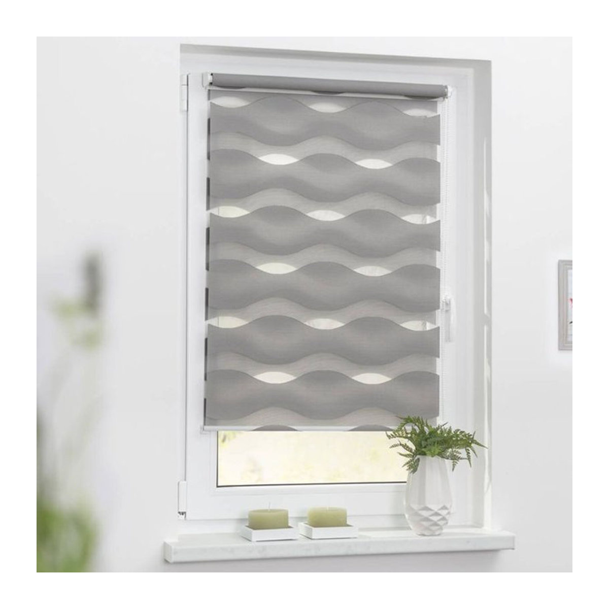 Lichtblick Duo Rollo Welle Klemmfix ohne Bohren Grau B: 90 cm x H: 220 cm - Bild 3