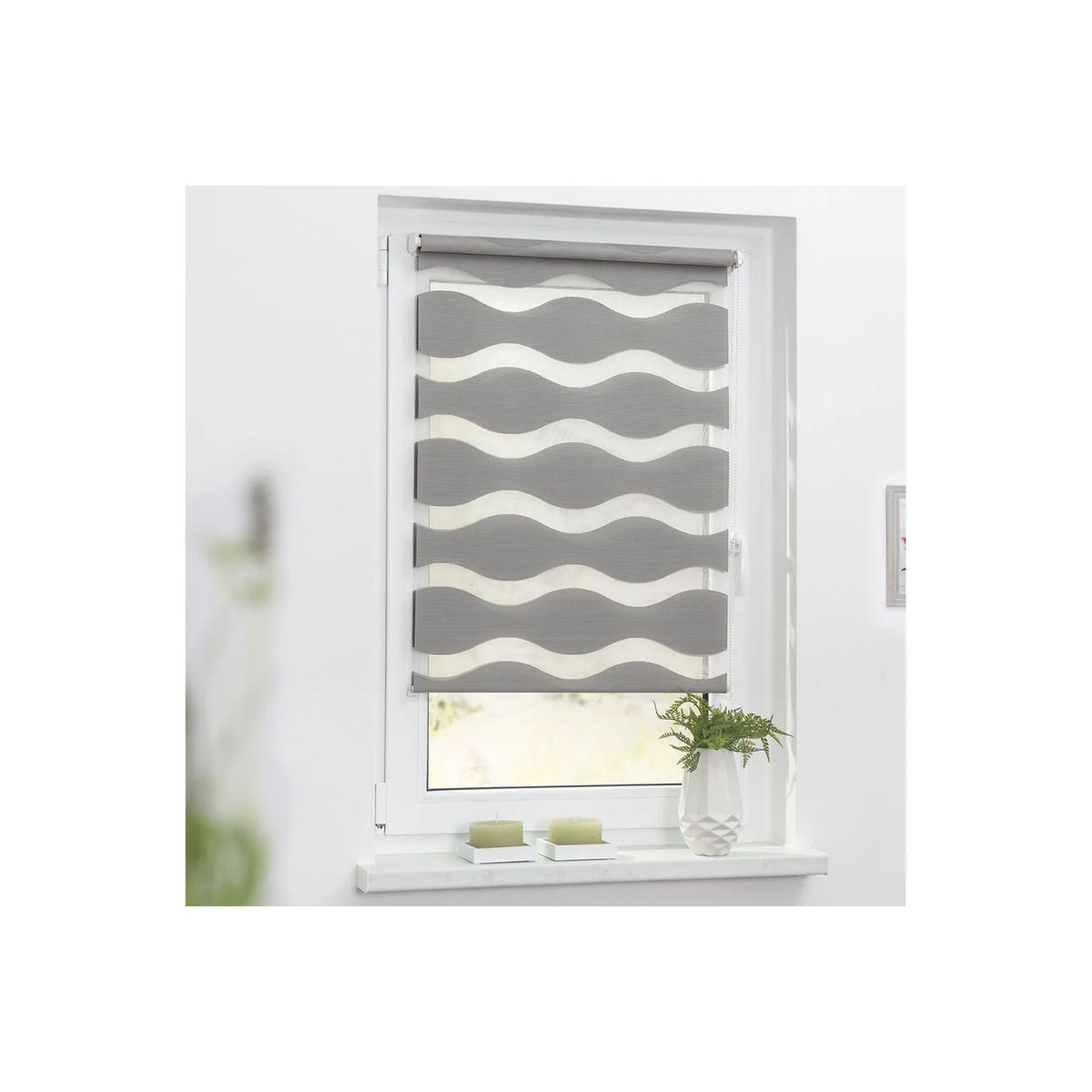Lichtblick Duo Rollo Welle Klemmfix ohne Bohren Grau B/H: 110 x 150 cm - Bild 2