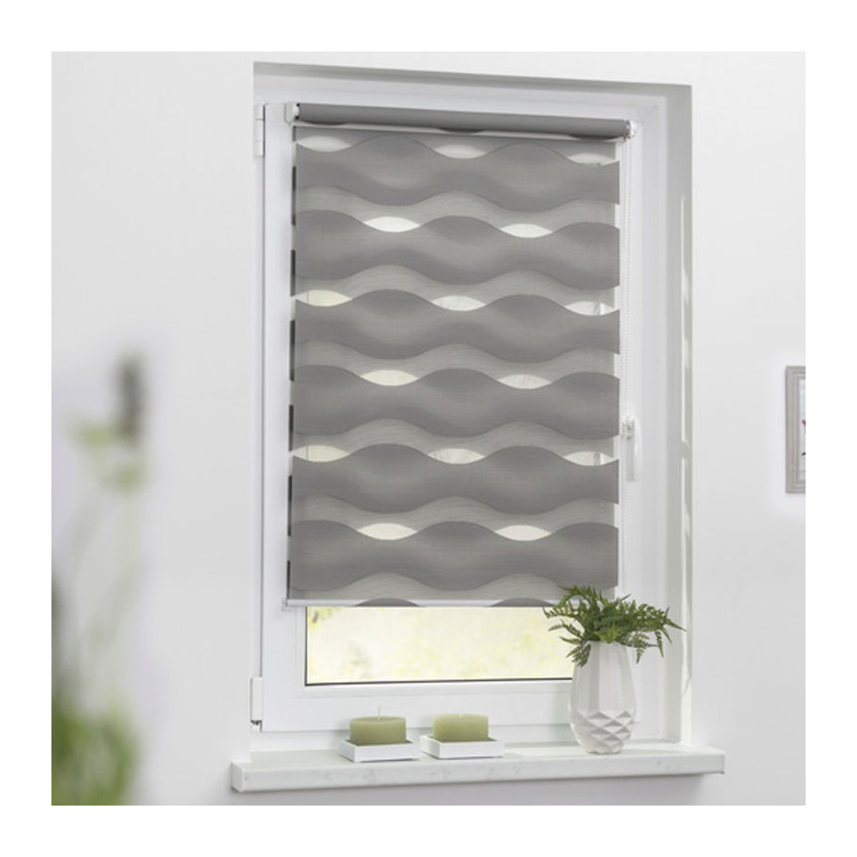 Lichtblick Duo Rollo Welle Klemmfix ohne Bohren Grau B/H: 110 x 150 cm - Bild 3